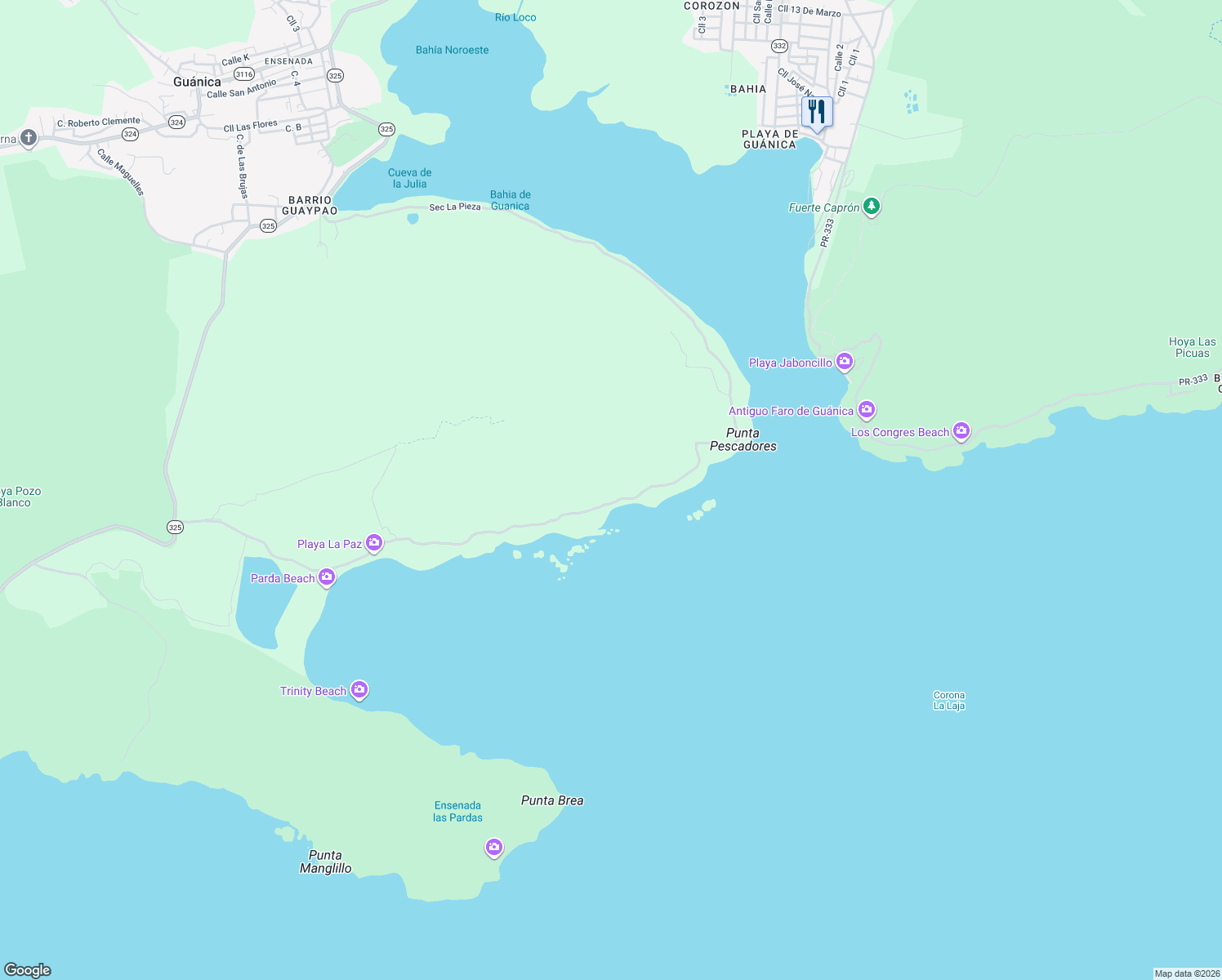 map of restaurants, bars, coffee shops, grocery stores, and more near in Guánica