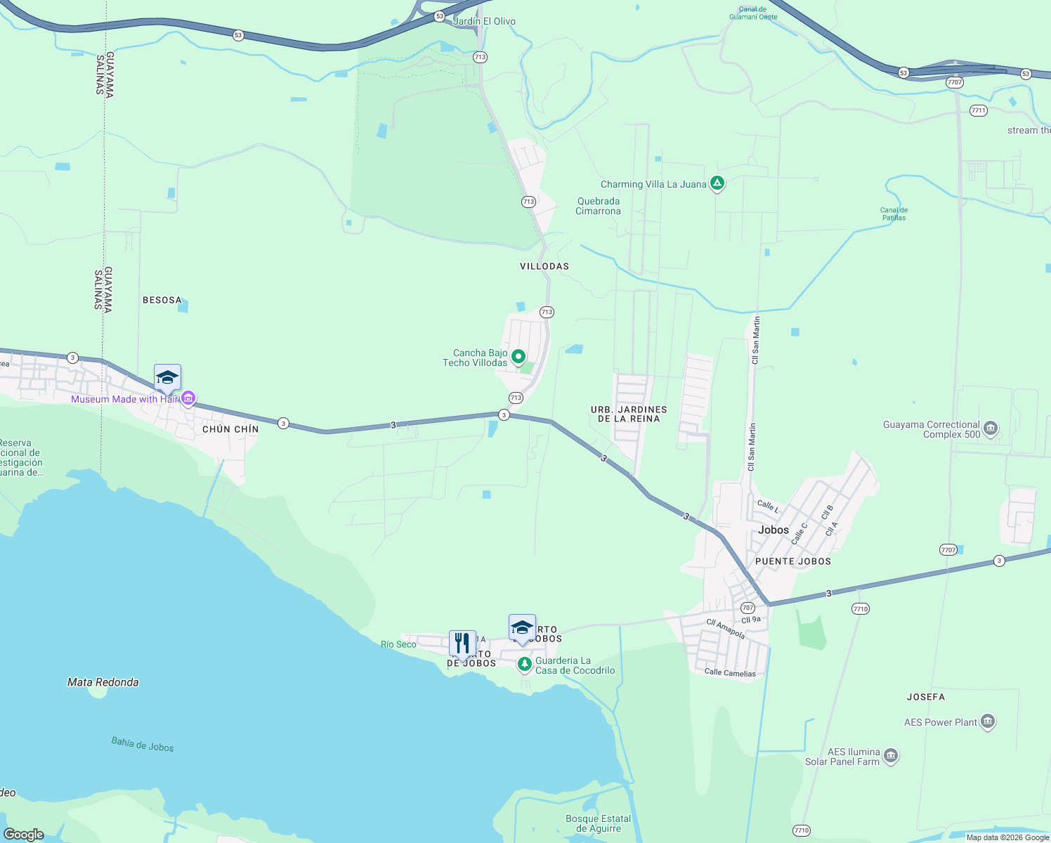 map of restaurants, bars, coffee shops, grocery stores, and more near in Jobos