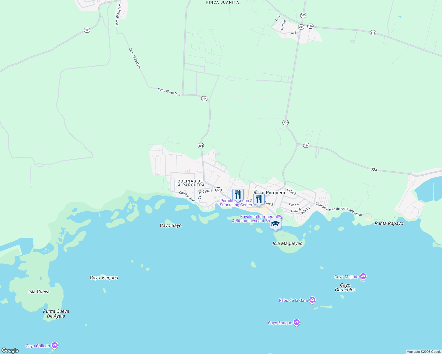 map of restaurants, bars, coffee shops, grocery stores, and more near in Lajas