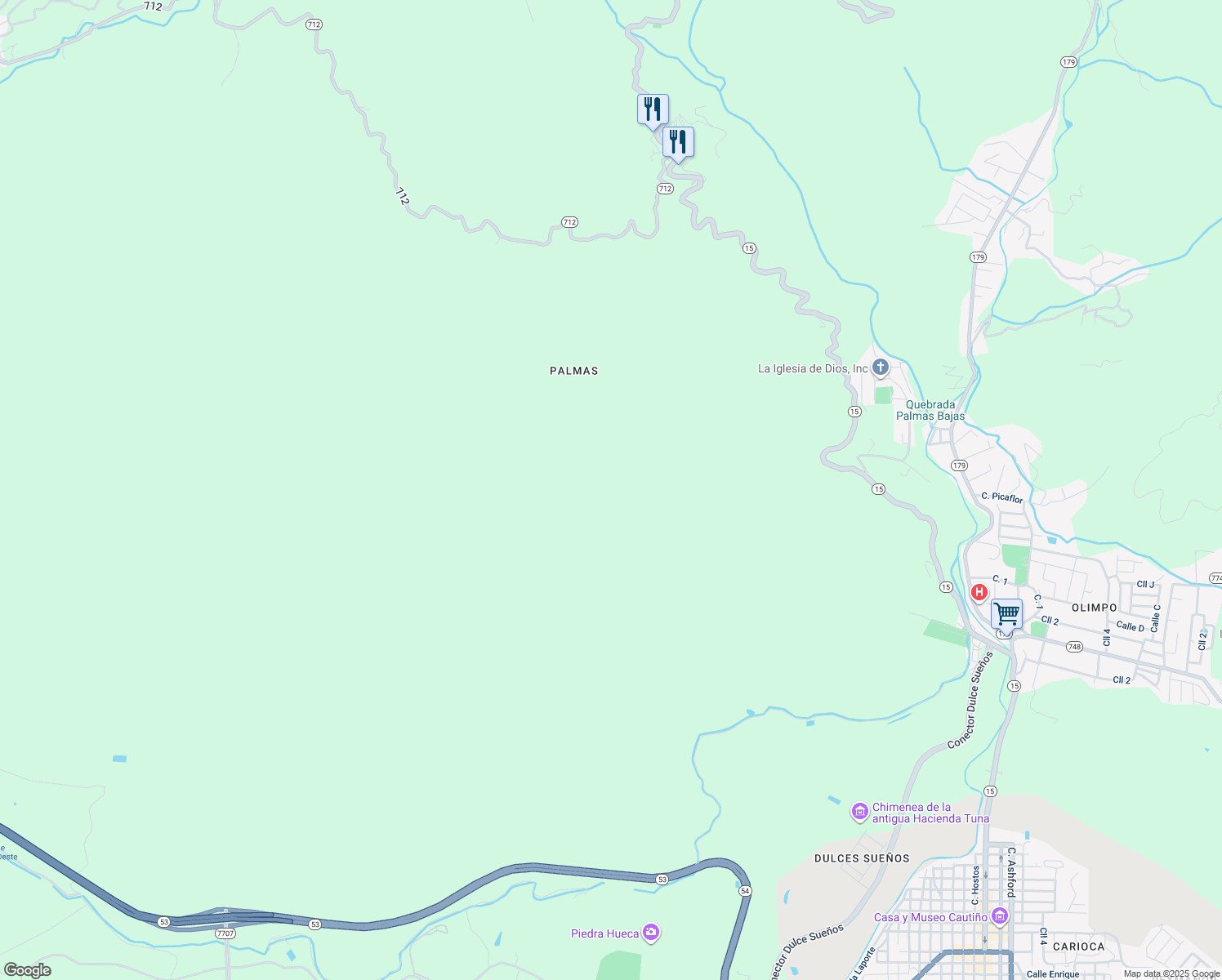 map of restaurants, bars, coffee shops, grocery stores, and more near 6 Calle Paseo del Pueblo in Guayama