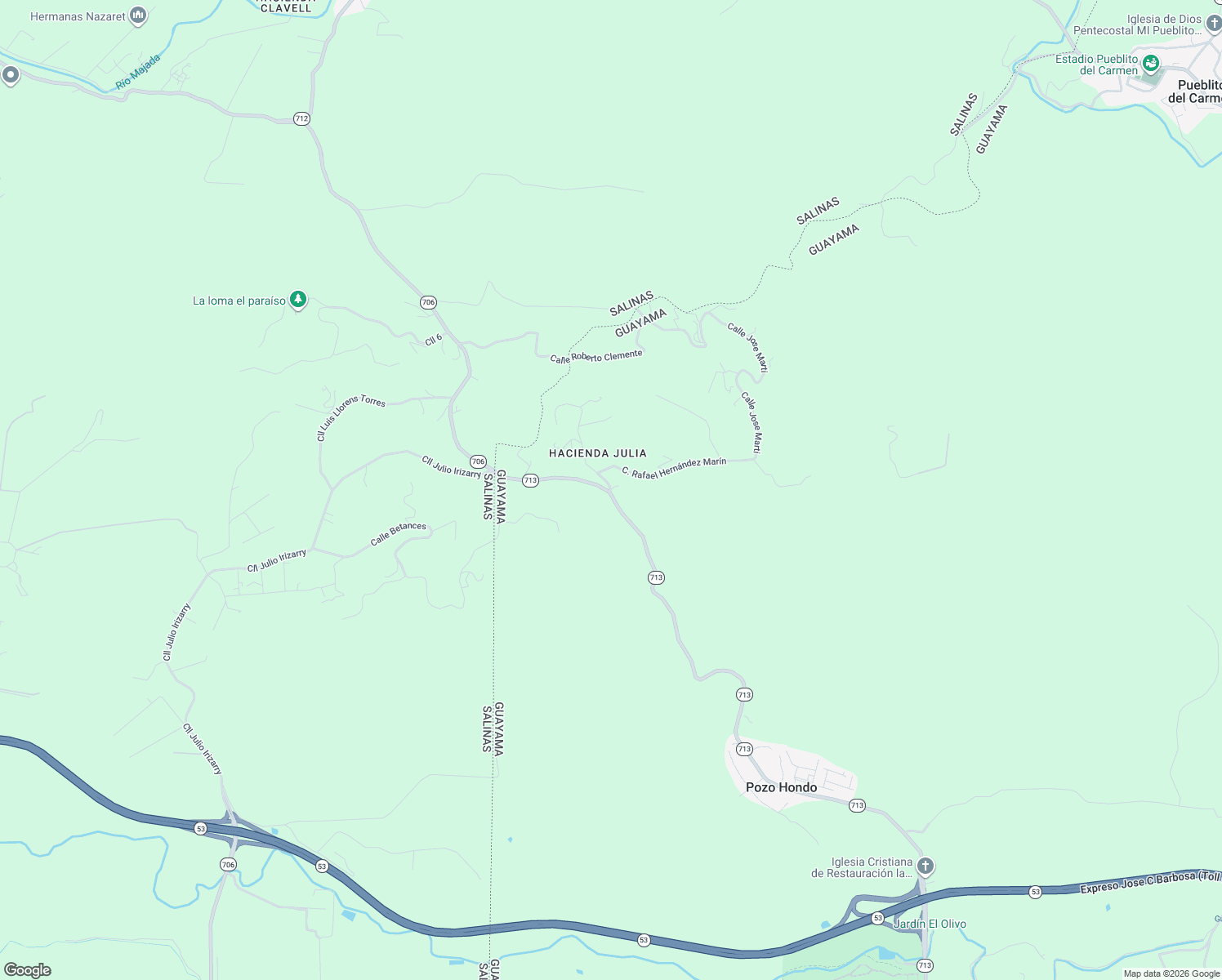 map of restaurants, bars, coffee shops, grocery stores, and more near in Pozo Hondo