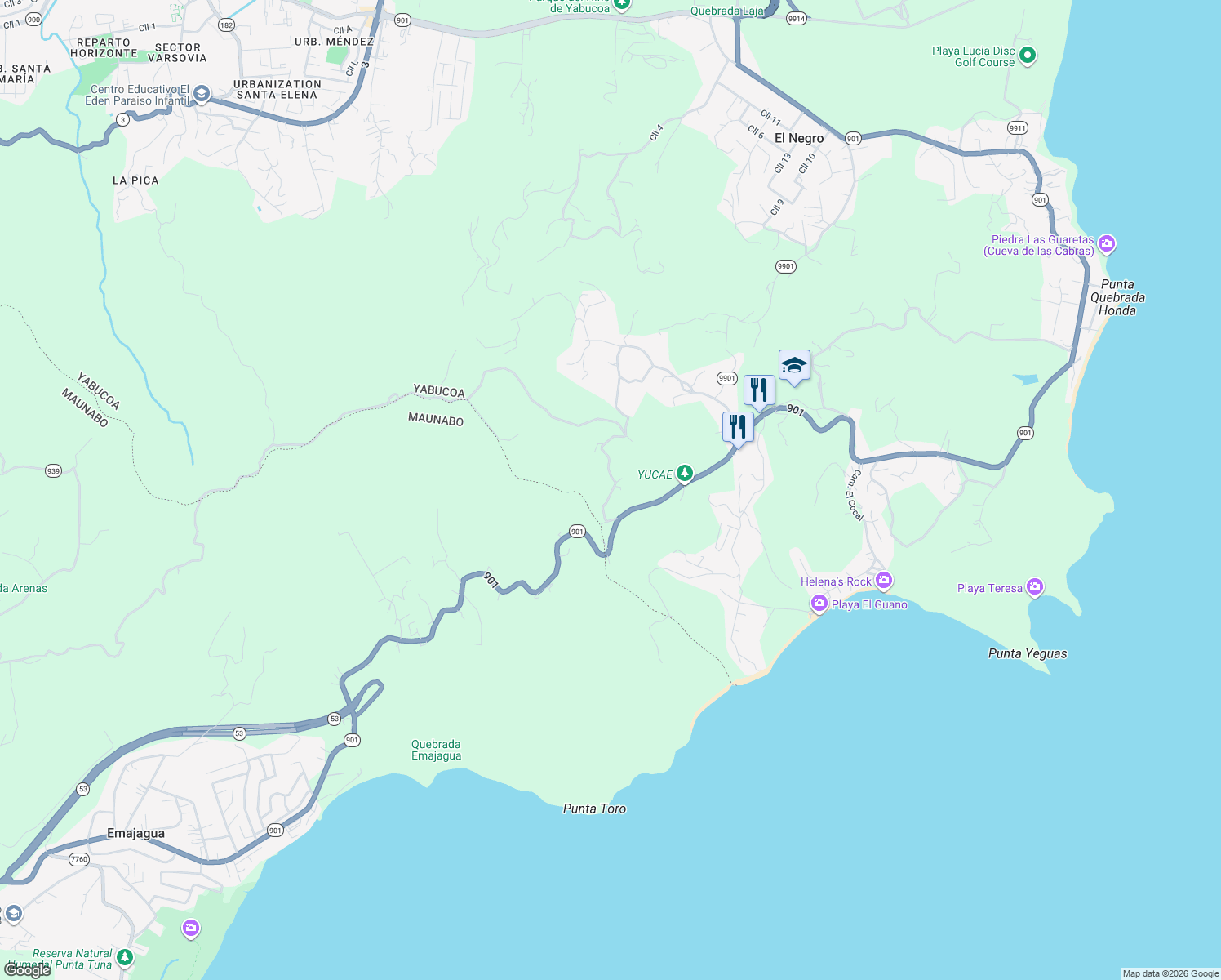 map of restaurants, bars, coffee shops, grocery stores, and more near in El Negro