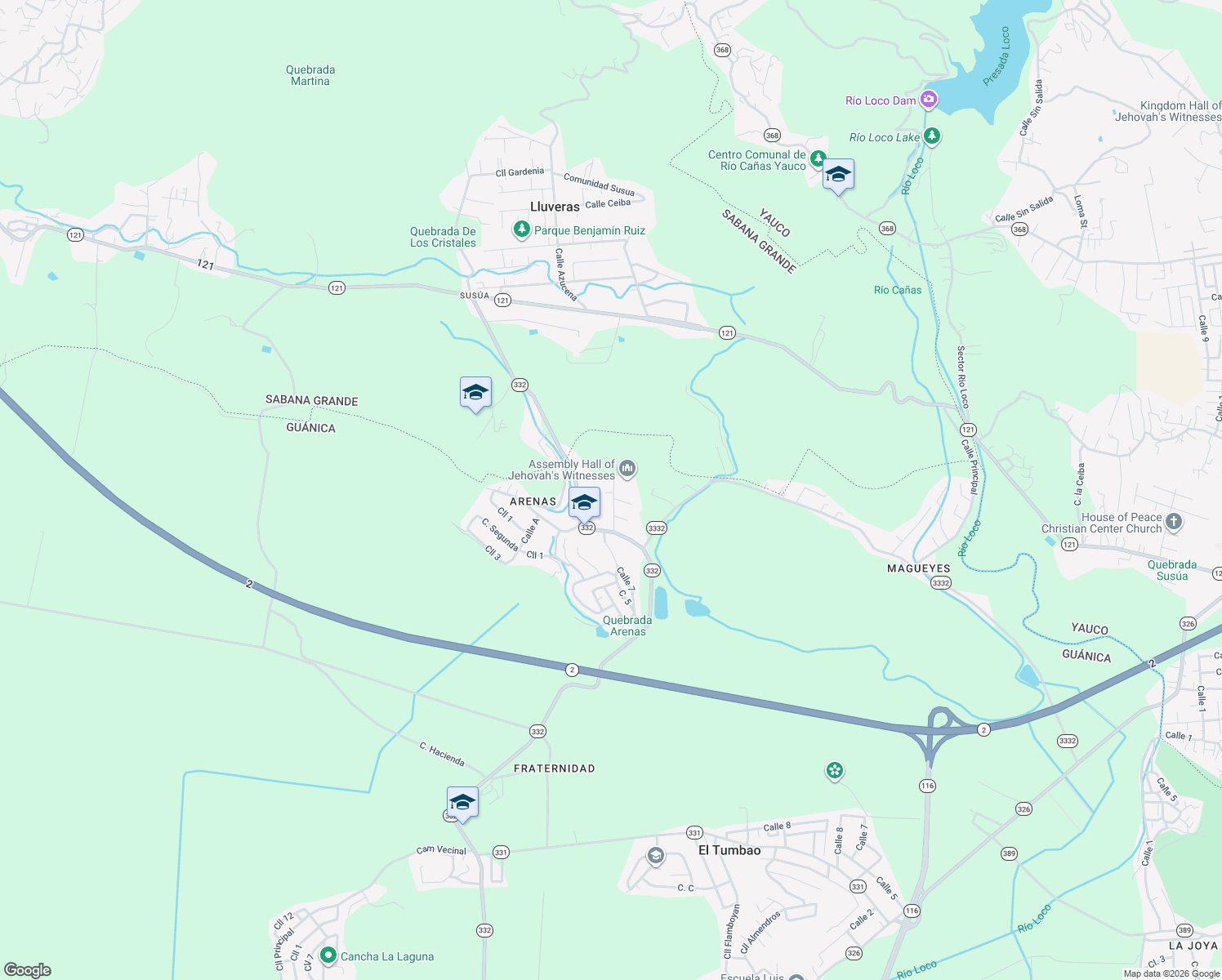 map of restaurants, bars, coffee shops, grocery stores, and more near Calle C in Susúa Baja