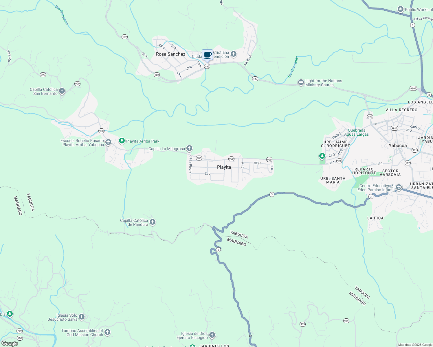 map of restaurants, bars, coffee shops, grocery stores, and more near in Playita