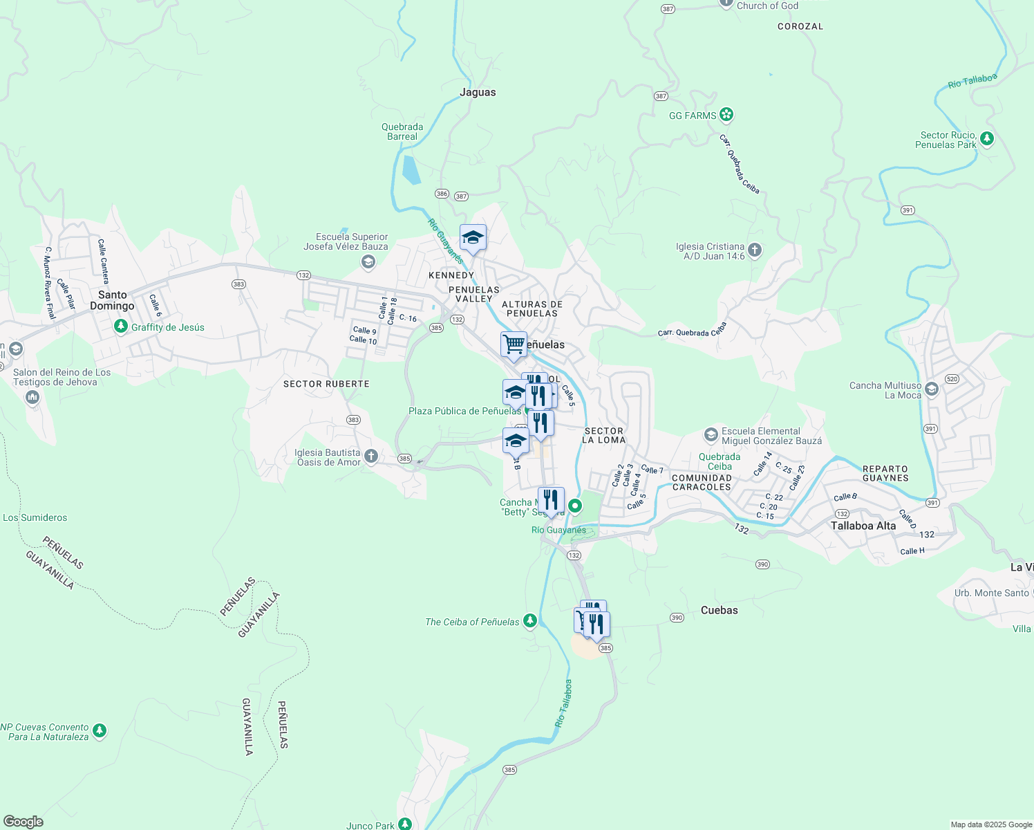 map of restaurants, bars, coffee shops, grocery stores, and more near in Peñuelas