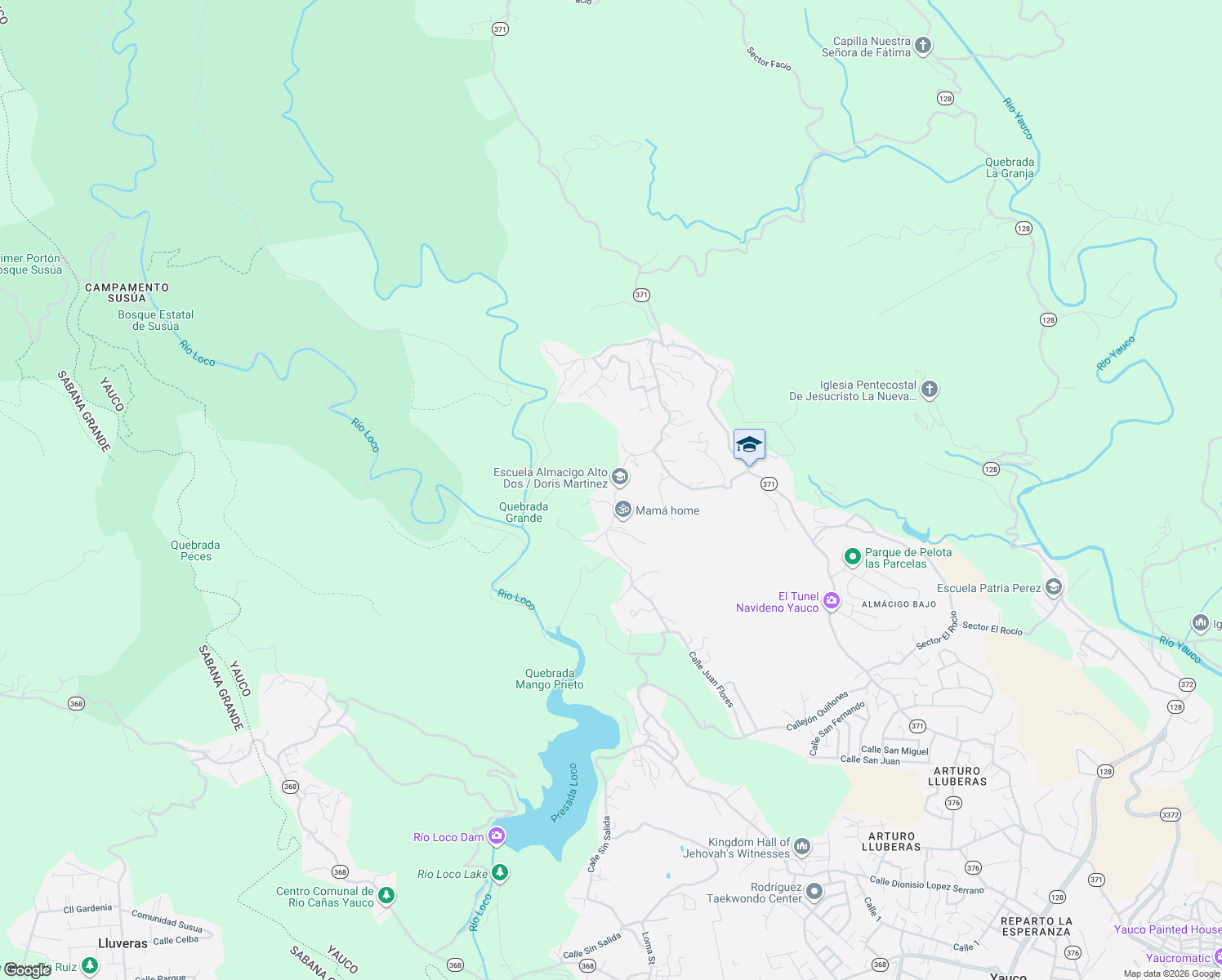 map of restaurants, bars, coffee shops, grocery stores, and more near in Almácigo Alto