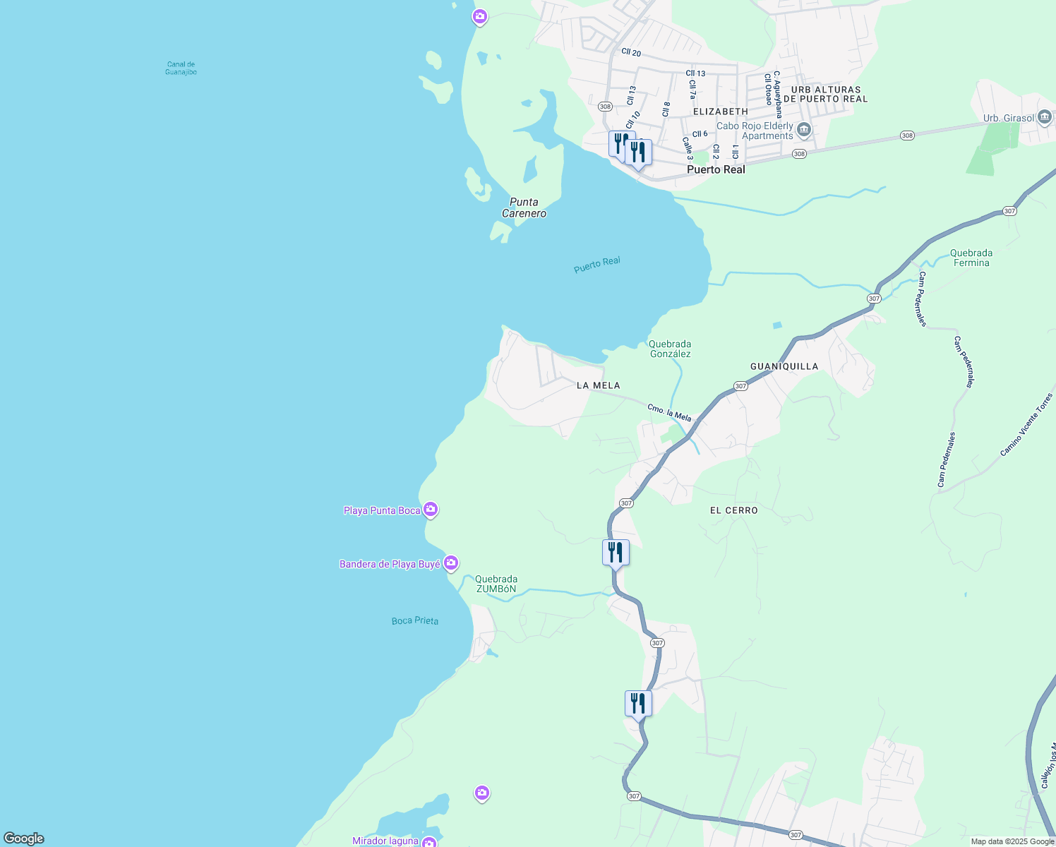 map of restaurants, bars, coffee shops, grocery stores, and more near in Cabo Rojo
