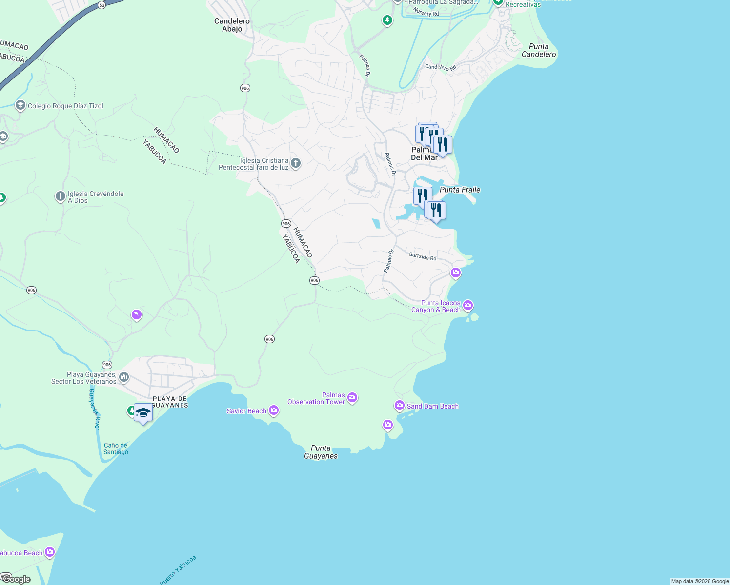 map of restaurants, bars, coffee shops, grocery stores, and more near in Comunas