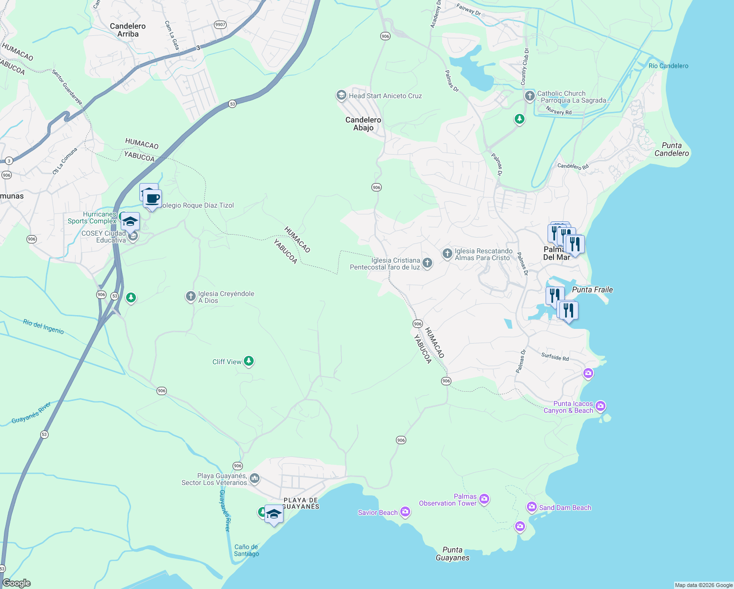 map of restaurants, bars, coffee shops, grocery stores, and more near in Comunas
