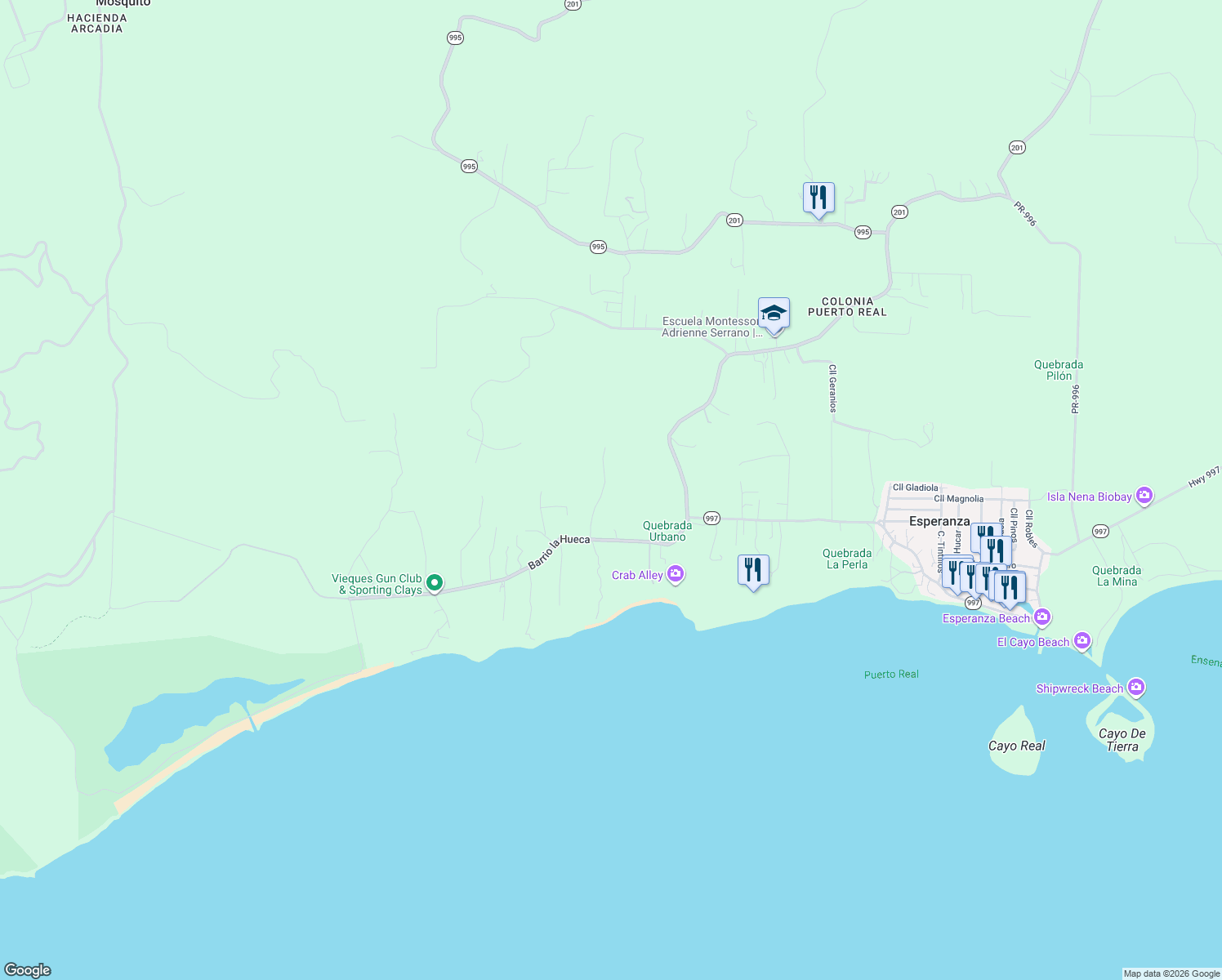 map of restaurants, bars, coffee shops, grocery stores, and more near in Esperanza