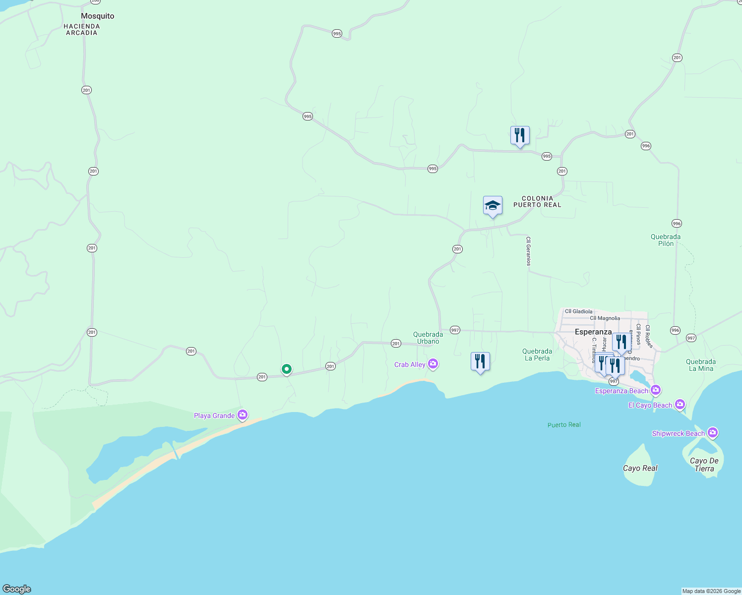 map of restaurants, bars, coffee shops, grocery stores, and more near Unnamed Road in Puerto Real