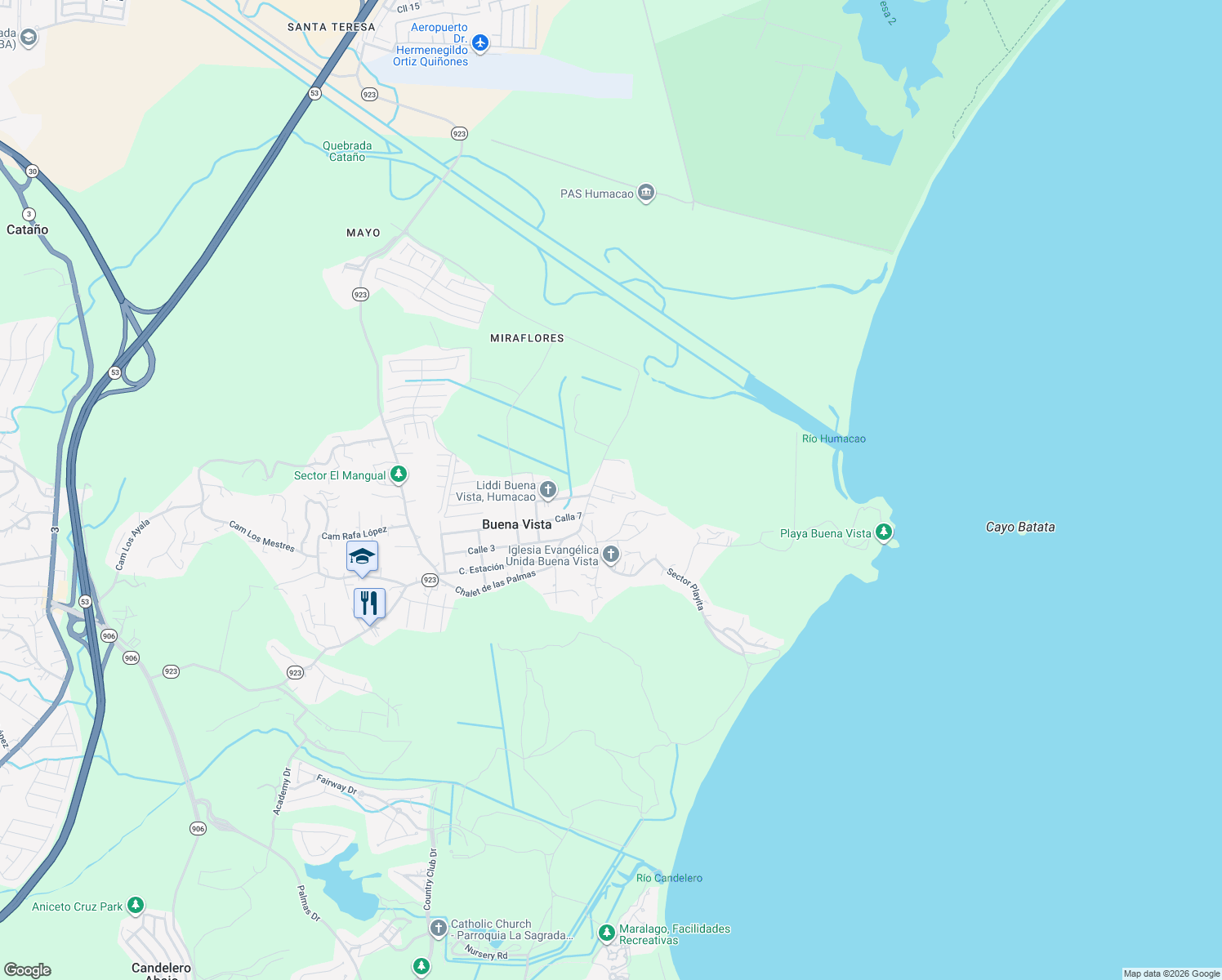 map of restaurants, bars, coffee shops, grocery stores, and more near Camino Los Vellon in Buena Vista