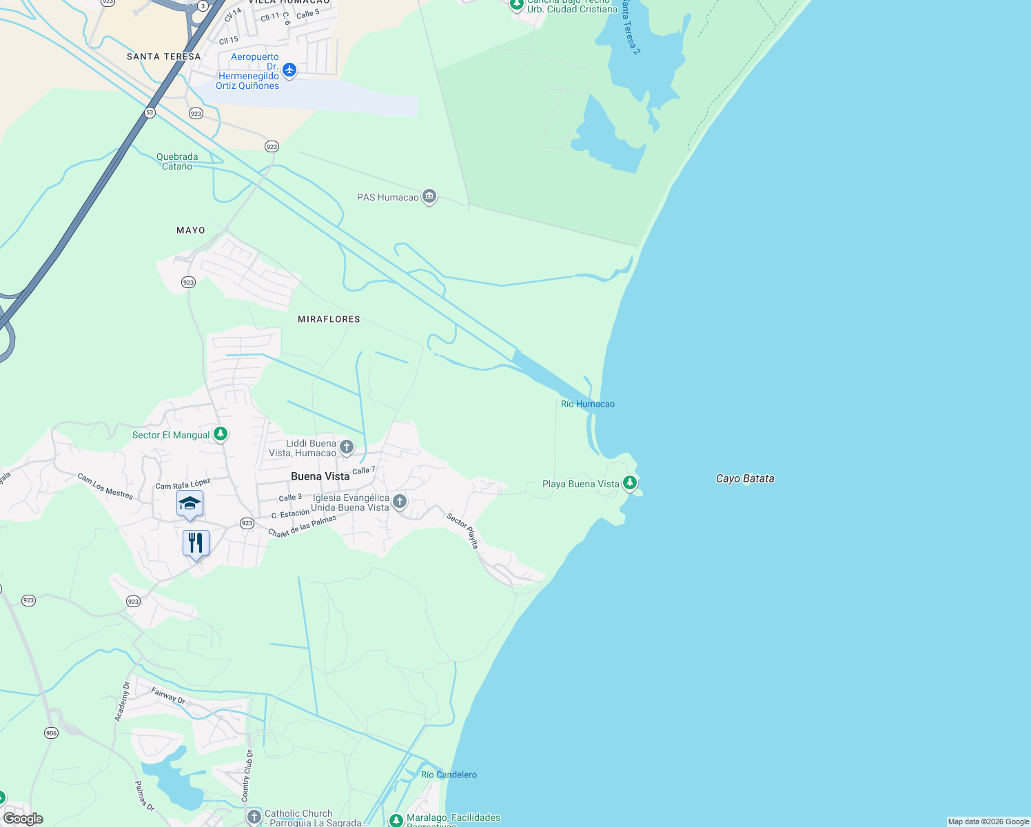 map of restaurants, bars, coffee shops, grocery stores, and more near in Buena Vista