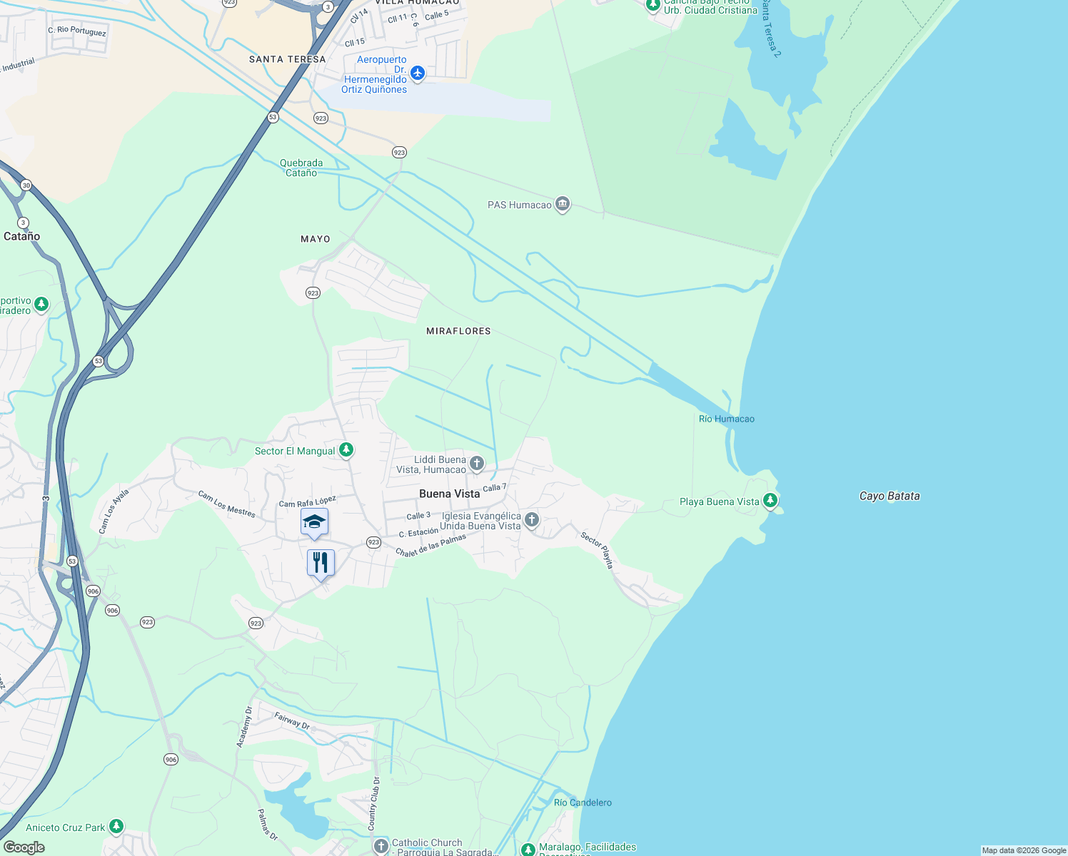 map of restaurants, bars, coffee shops, grocery stores, and more near in Buena Vista