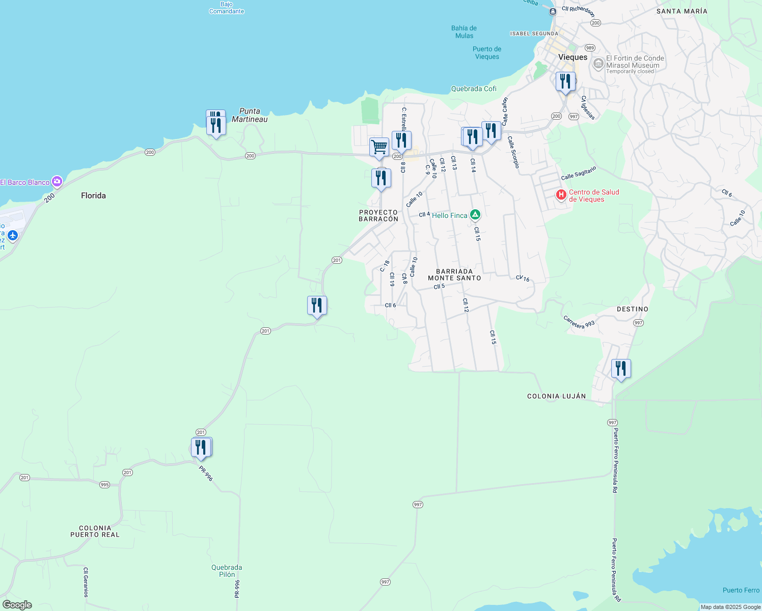 map of restaurants, bars, coffee shops, grocery stores, and more near Calle 6 in Florida