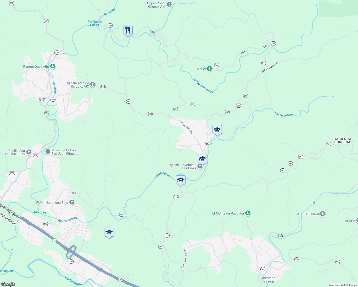 map of restaurants, bars, coffee shops, grocery stores, and more near in San Germán