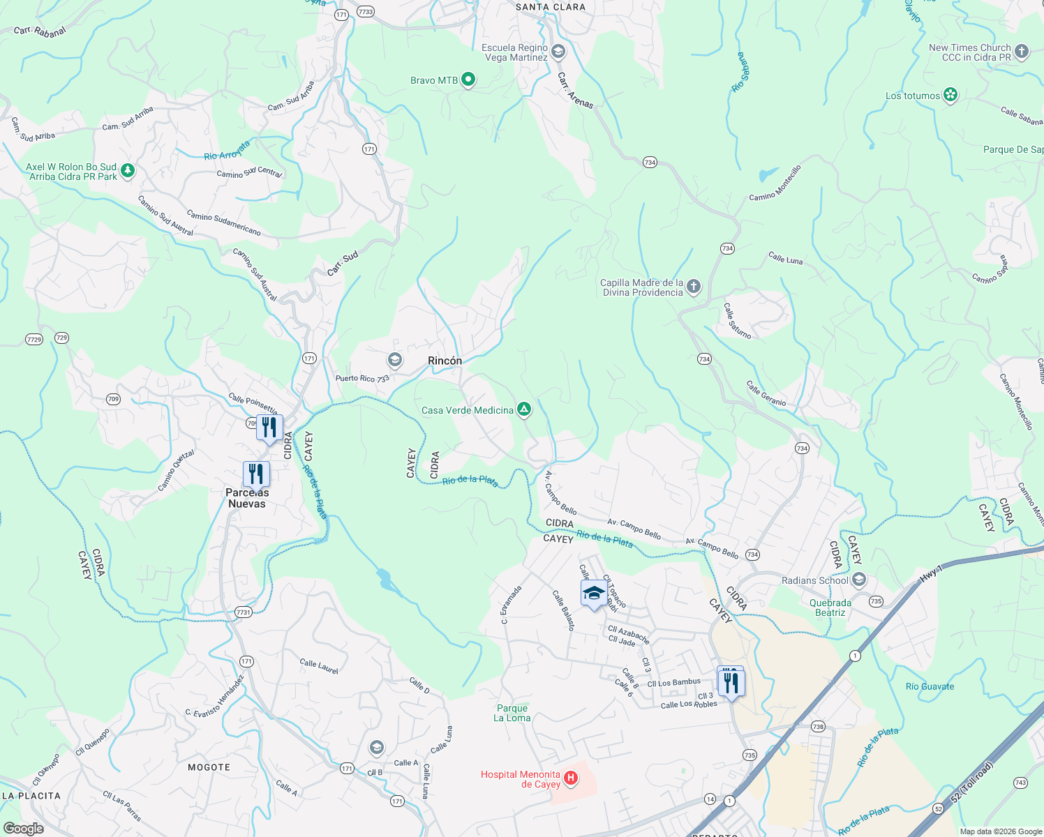 map of restaurants, bars, coffee shops, grocery stores, and more near in Rincón