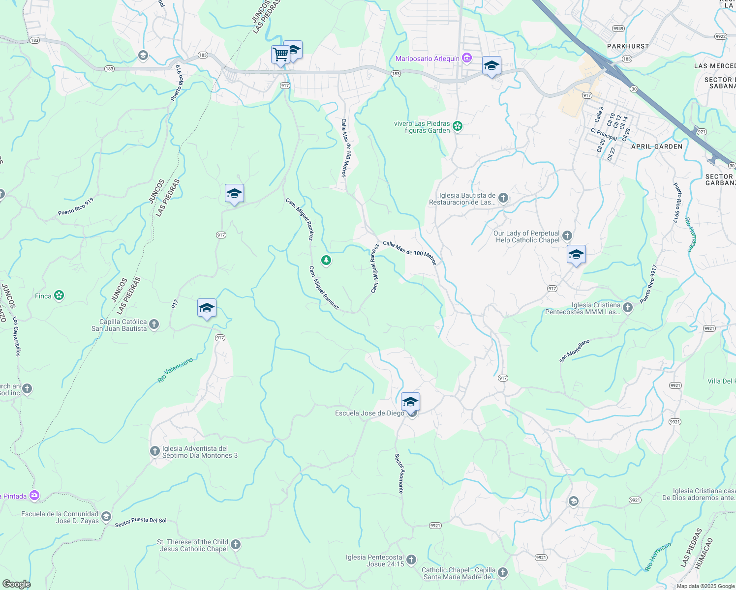 map of restaurants, bars, coffee shops, grocery stores, and more near Camino Miguel Ramírez in Las Piedras