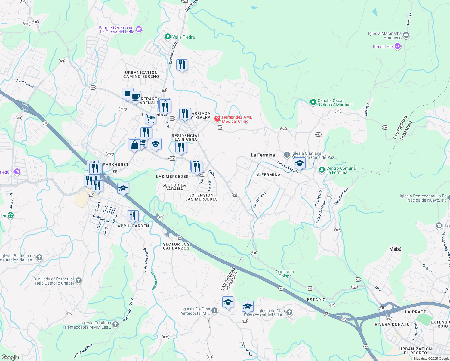 map of restaurants, bars, coffee shops, grocery stores, and more near in 