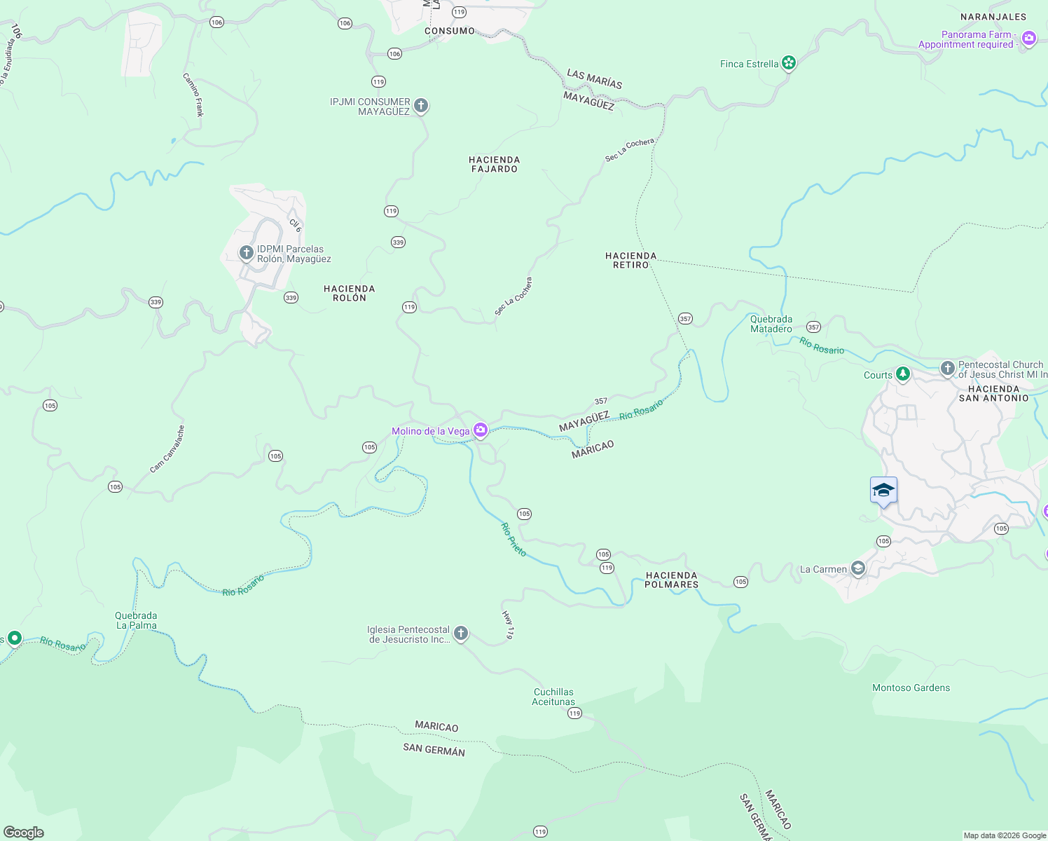 map of restaurants, bars, coffee shops, grocery stores, and more near in Mayagüez