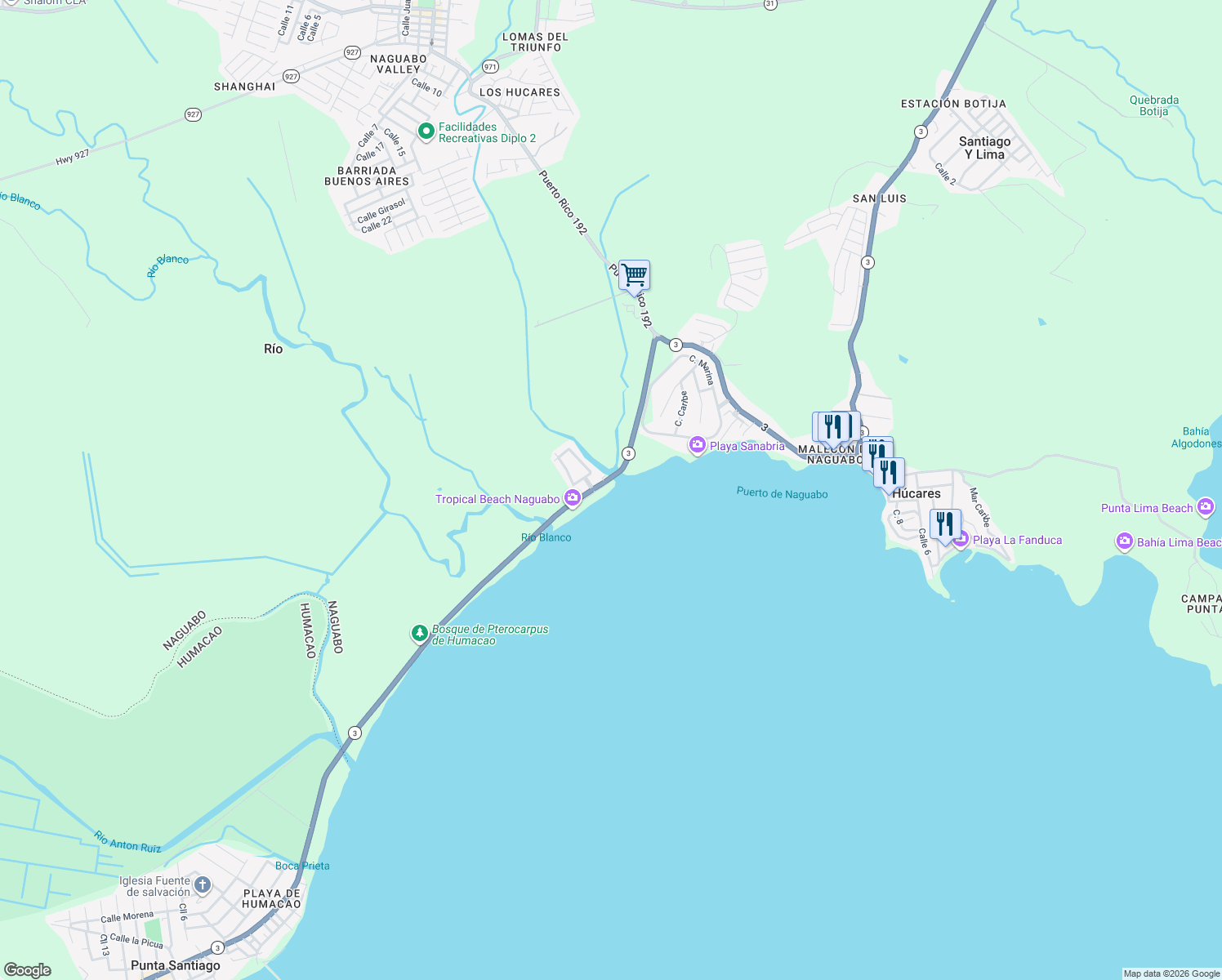 map of restaurants, bars, coffee shops, grocery stores, and more near in Río