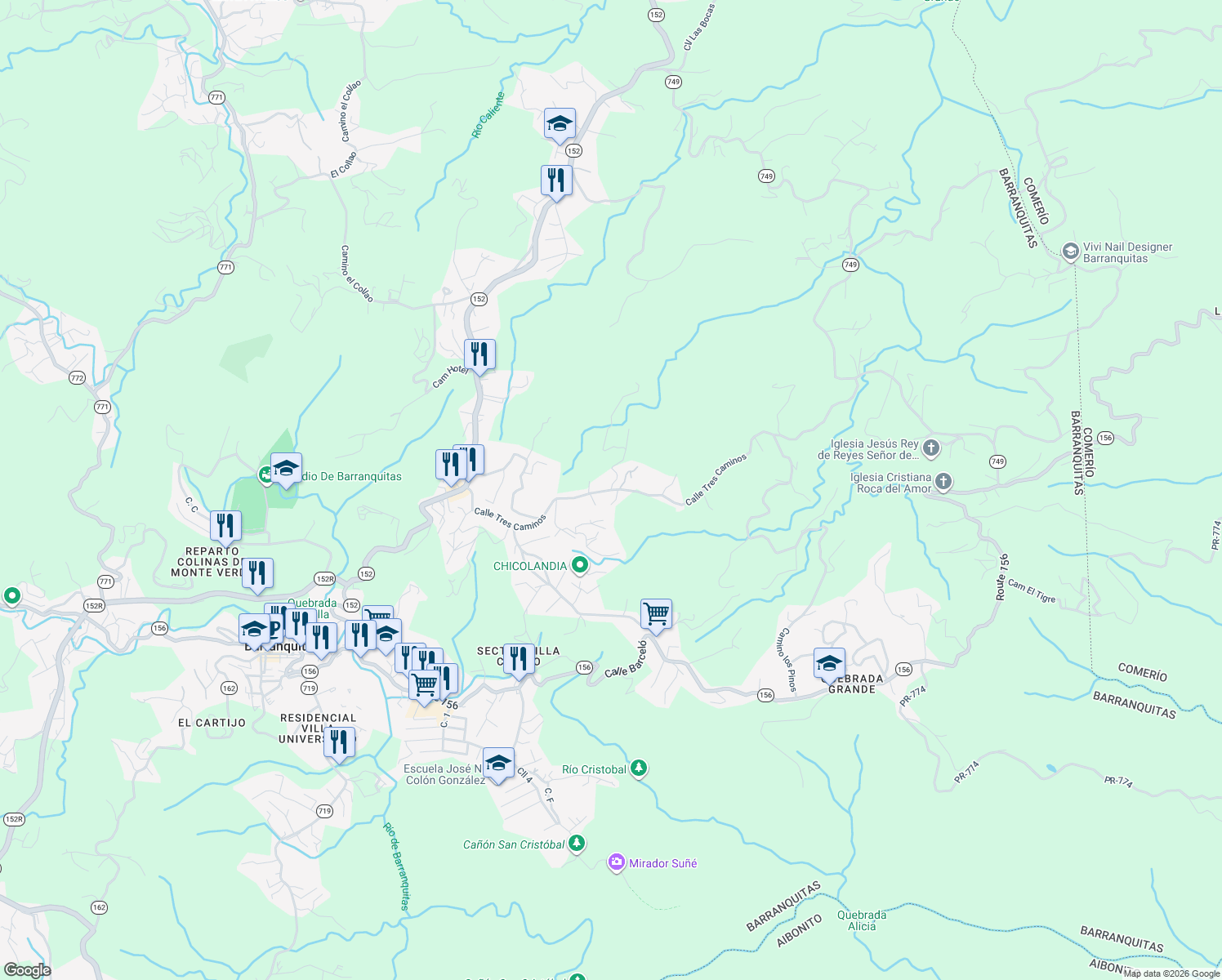 map of restaurants, bars, coffee shops, grocery stores, and more near in 