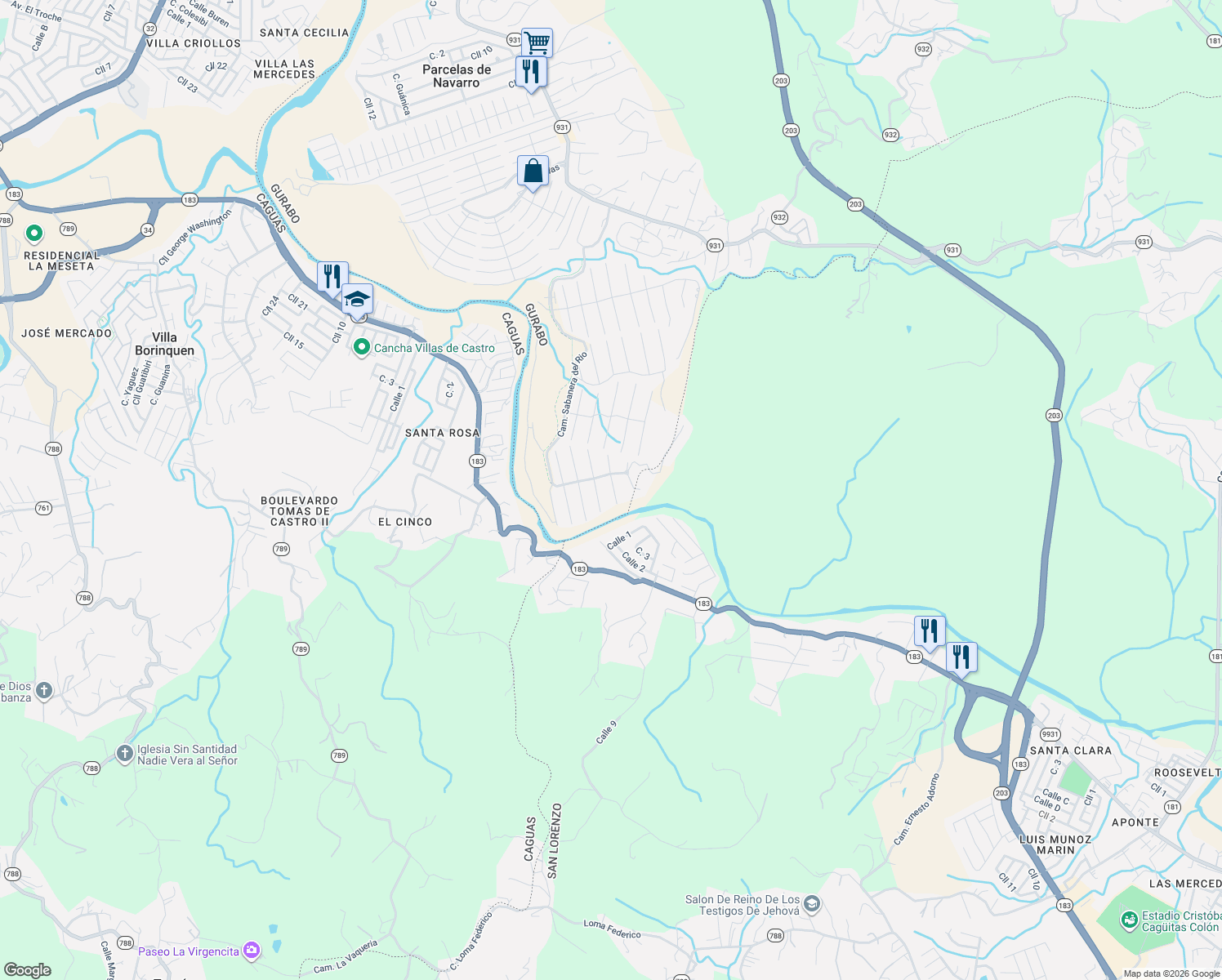map of restaurants, bars, coffee shops, grocery stores, and more near in Gurabo