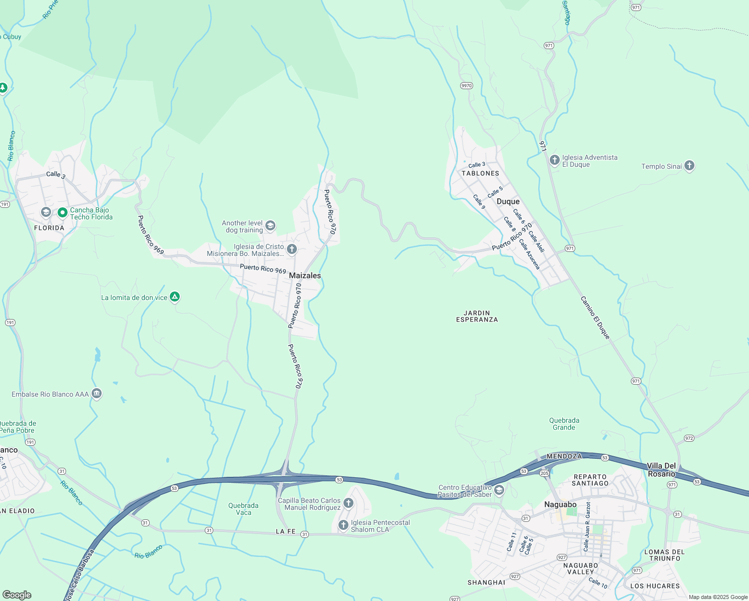 map of restaurants, bars, coffee shops, grocery stores, and more near 13 Urb. Juan Mendoza Calle in Naguabo