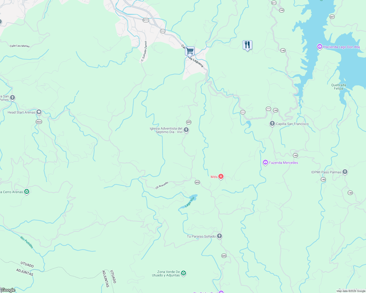 map of restaurants, bars, coffee shops, grocery stores, and more near in Utuado