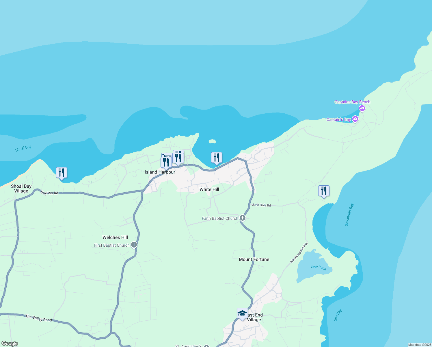 map of restaurants, bars, coffee shops, grocery stores, and more near in White Hill