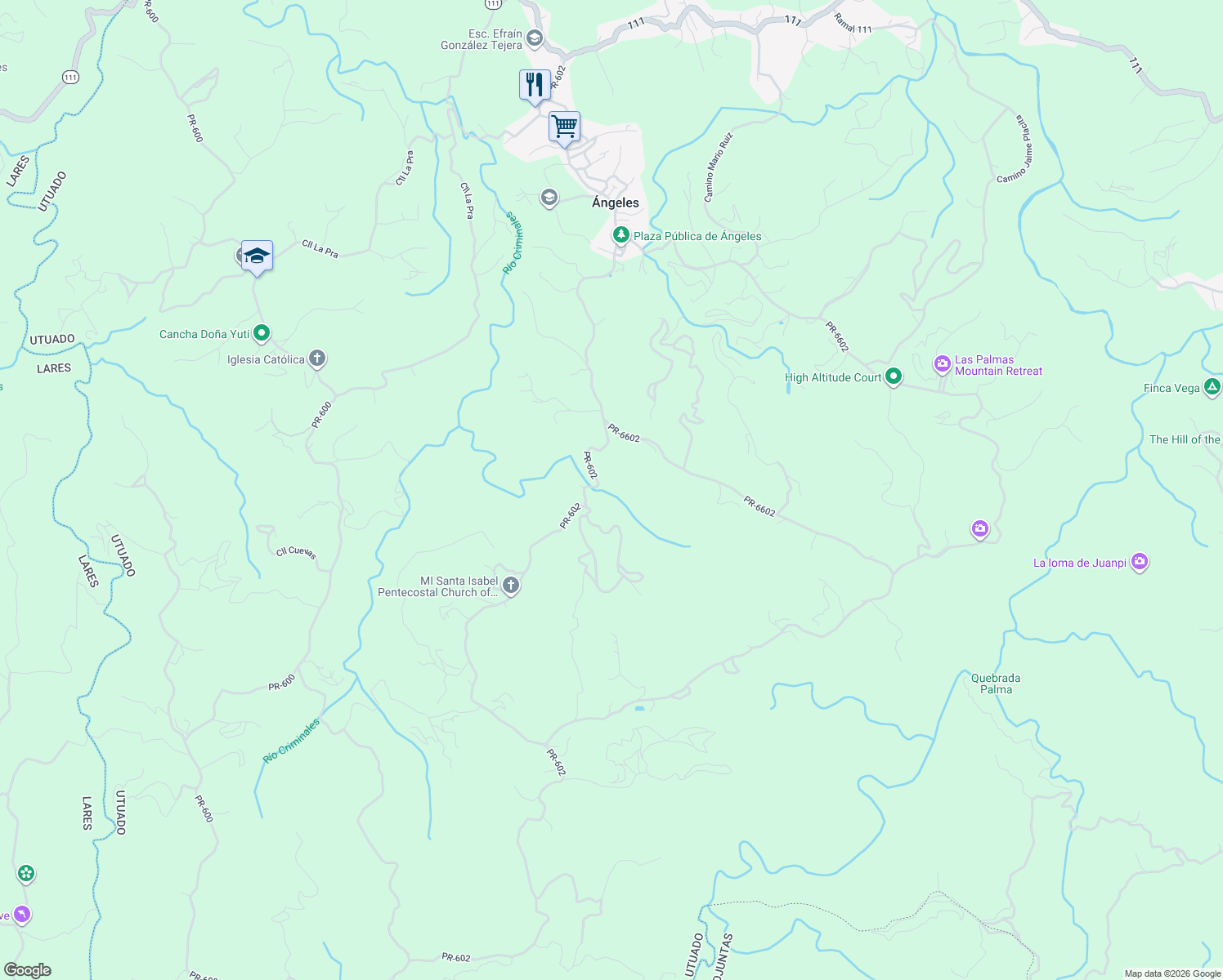 map of restaurants, bars, coffee shops, grocery stores, and more near in Ángeles