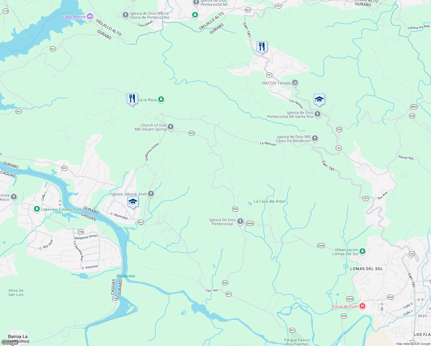 map of restaurants, bars, coffee shops, grocery stores, and more near in Gurabo