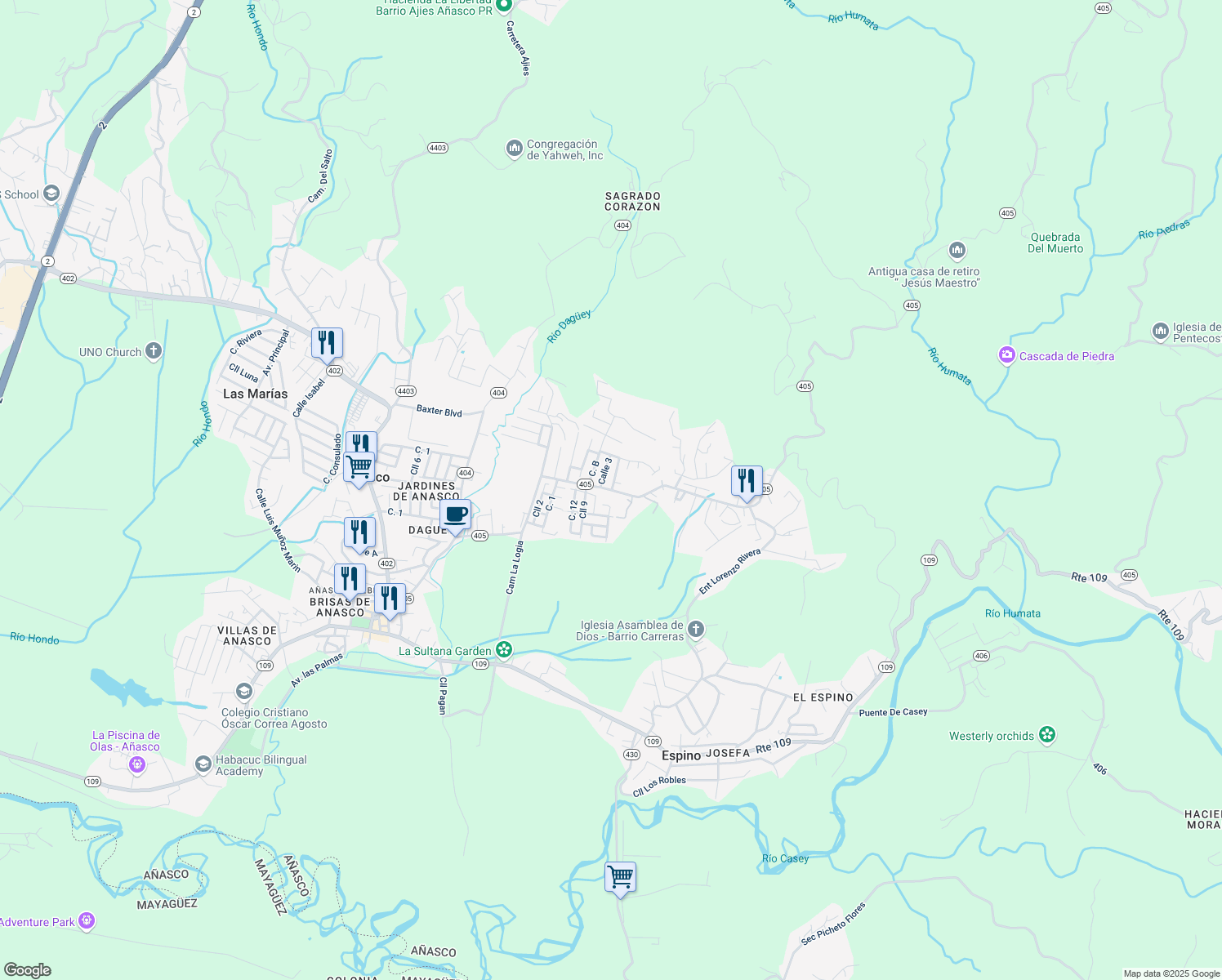 map of restaurants, bars, coffee shops, grocery stores, and more near in 