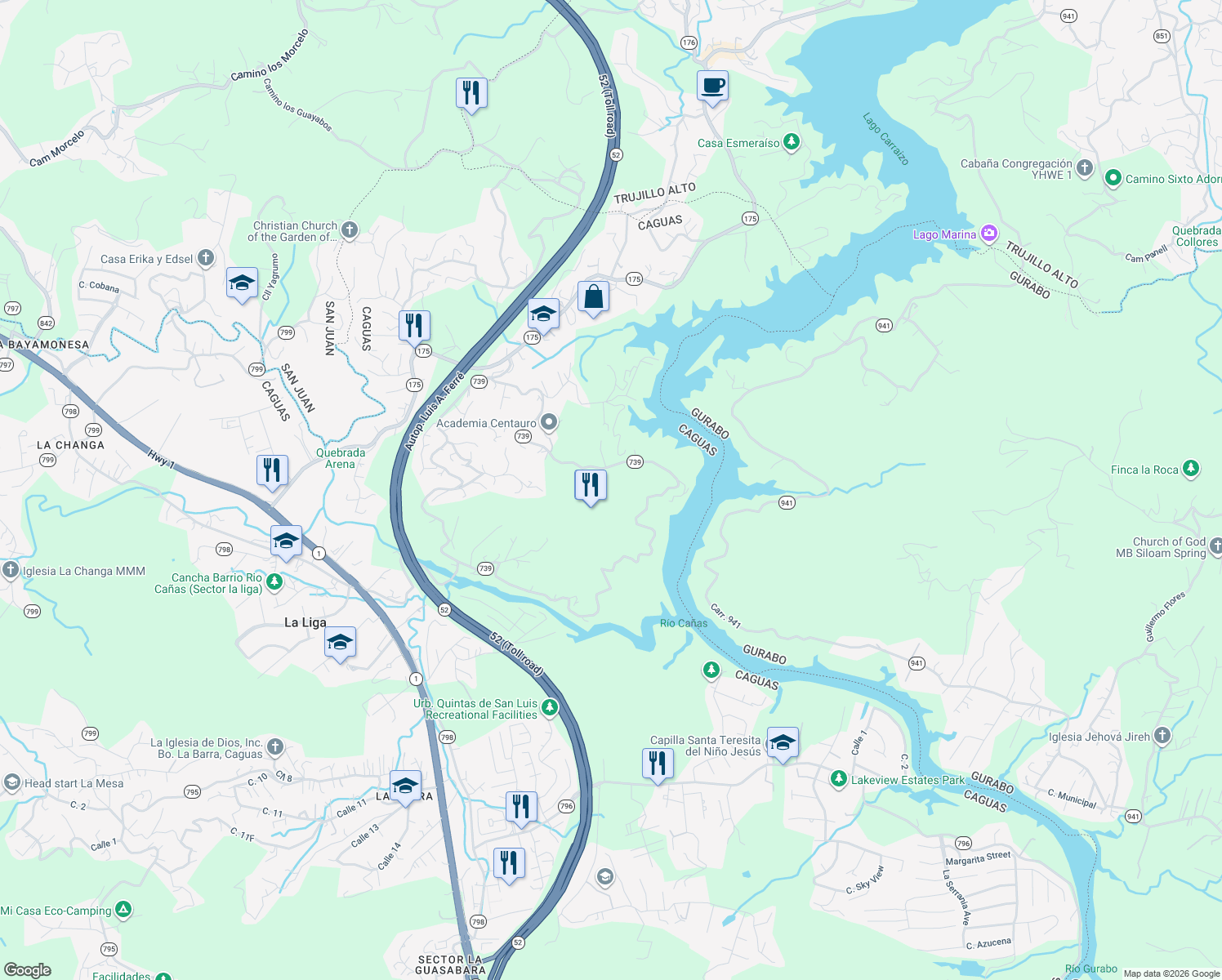 map of restaurants, bars, coffee shops, grocery stores, and more near in La Liga