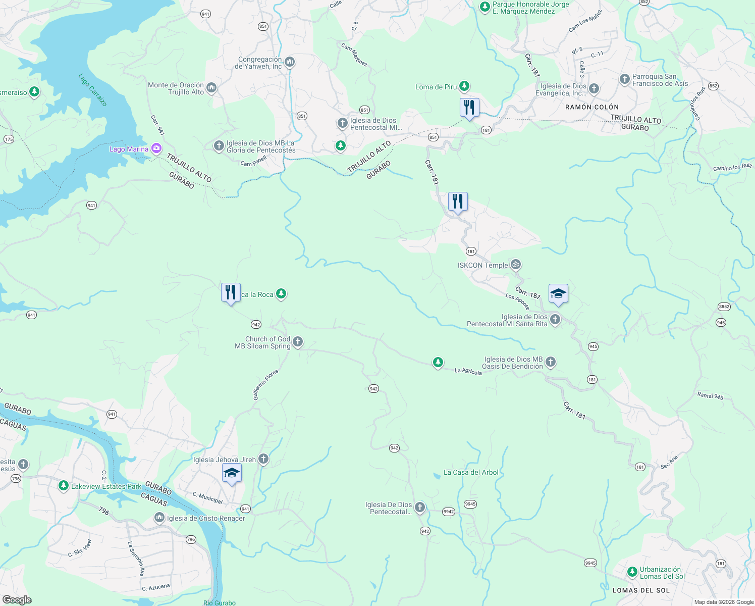 map of restaurants, bars, coffee shops, grocery stores, and more near in Gurabo