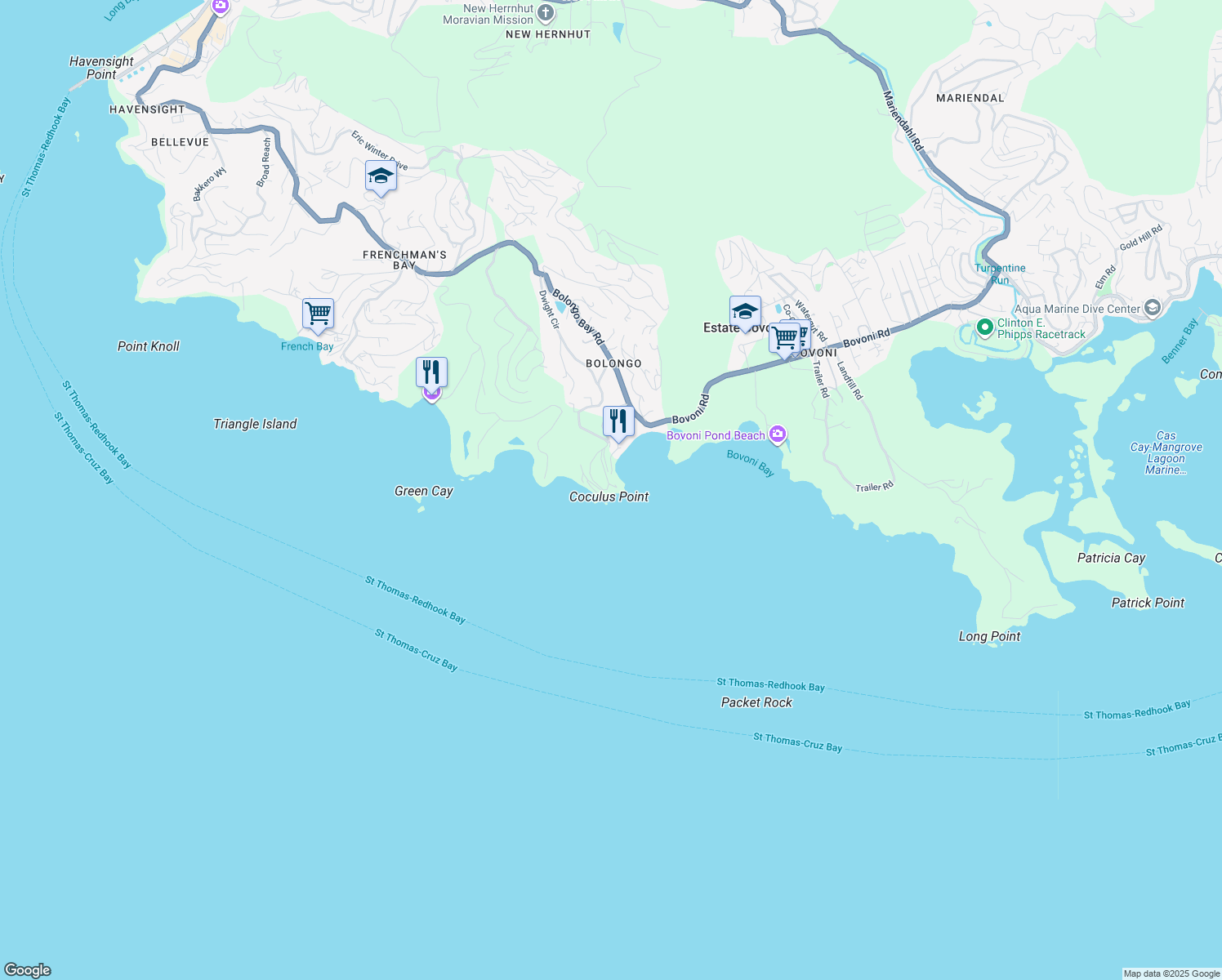 map of restaurants, bars, coffee shops, grocery stores, and more near Water Gate Road in Southside