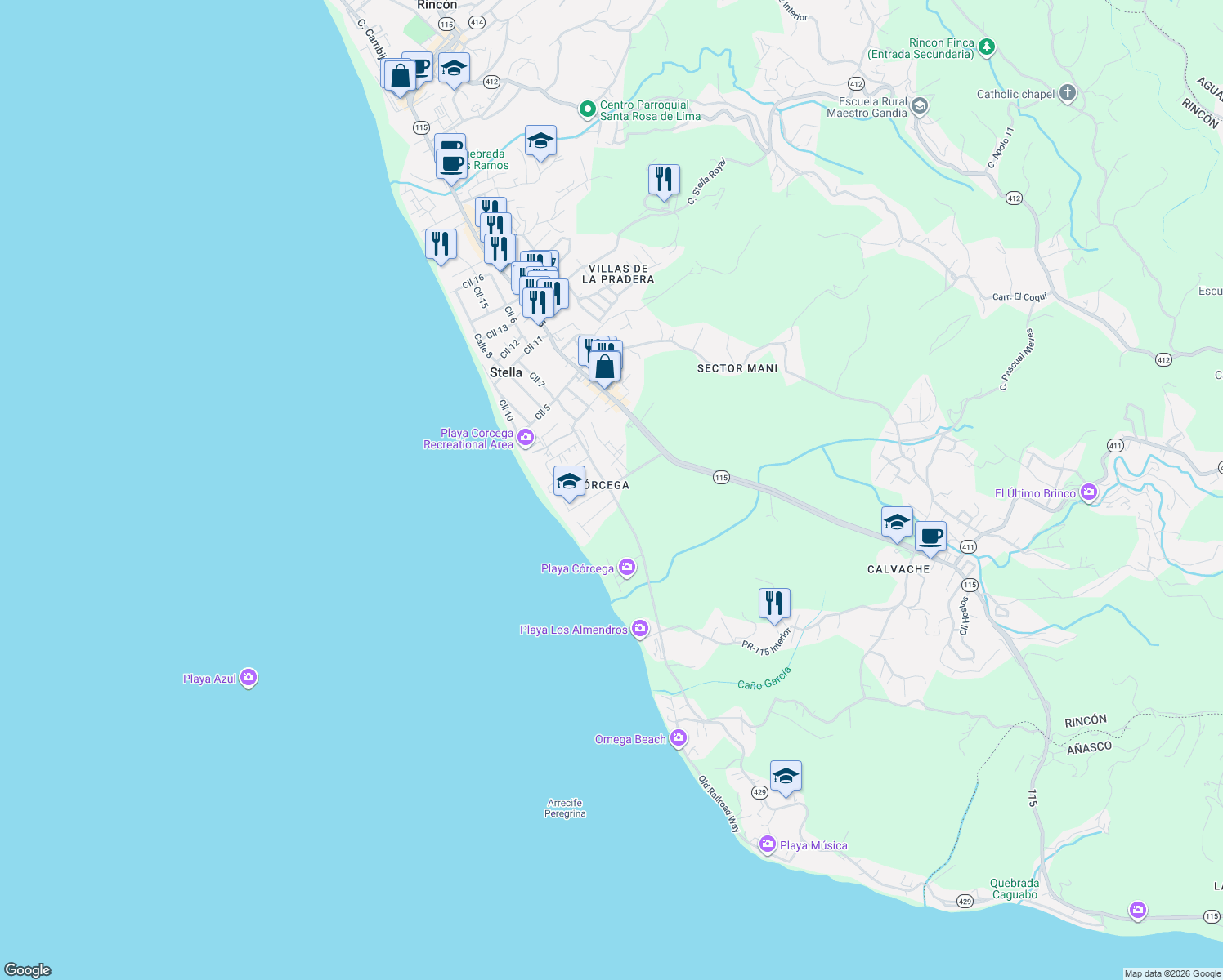 map of restaurants, bars, coffee shops, grocery stores, and more near in Stella