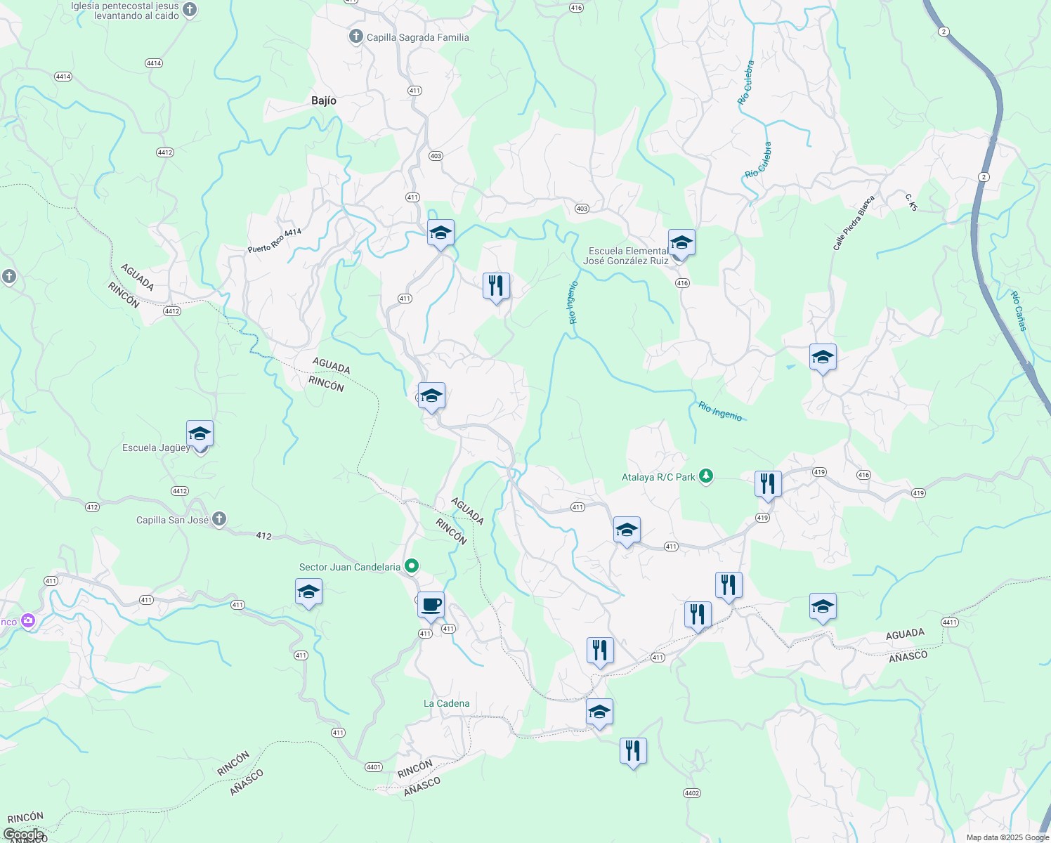 map of restaurants, bars, coffee shops, grocery stores, and more near in Atalaya