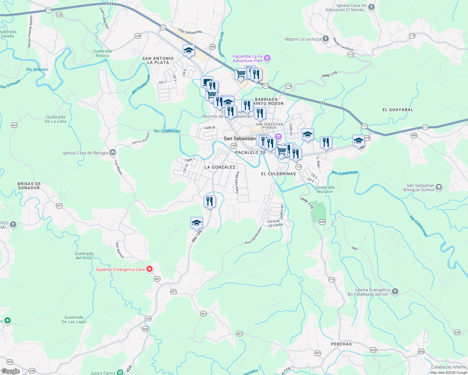 map of restaurants, bars, coffee shops, grocery stores, and more near in San Sebastián