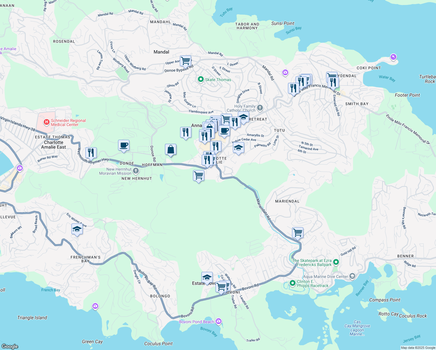 map of restaurants, bars, coffee shops, grocery stores, and more near in 