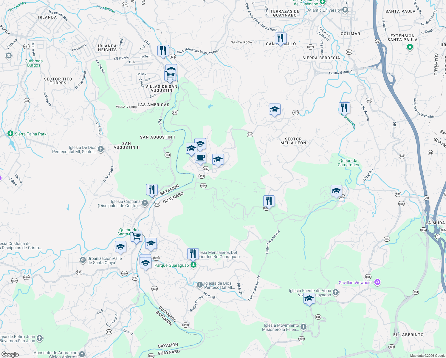 map of restaurants, bars, coffee shops, grocery stores, and more near Sec Ponche Crema in Bayamón