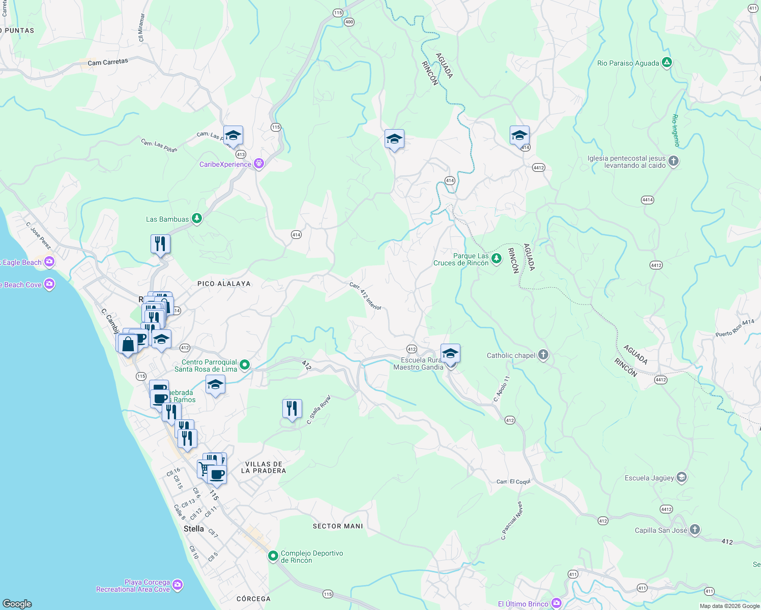 map of restaurants, bars, coffee shops, grocery stores, and more near in Aguada