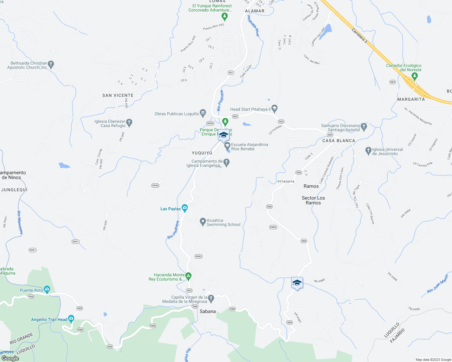 map of restaurants, bars, coffee shops, grocery stores, and more near in Luquillo