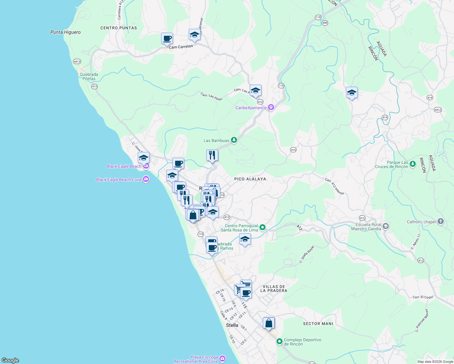 map of restaurants, bars, coffee shops, grocery stores, and more near in 
