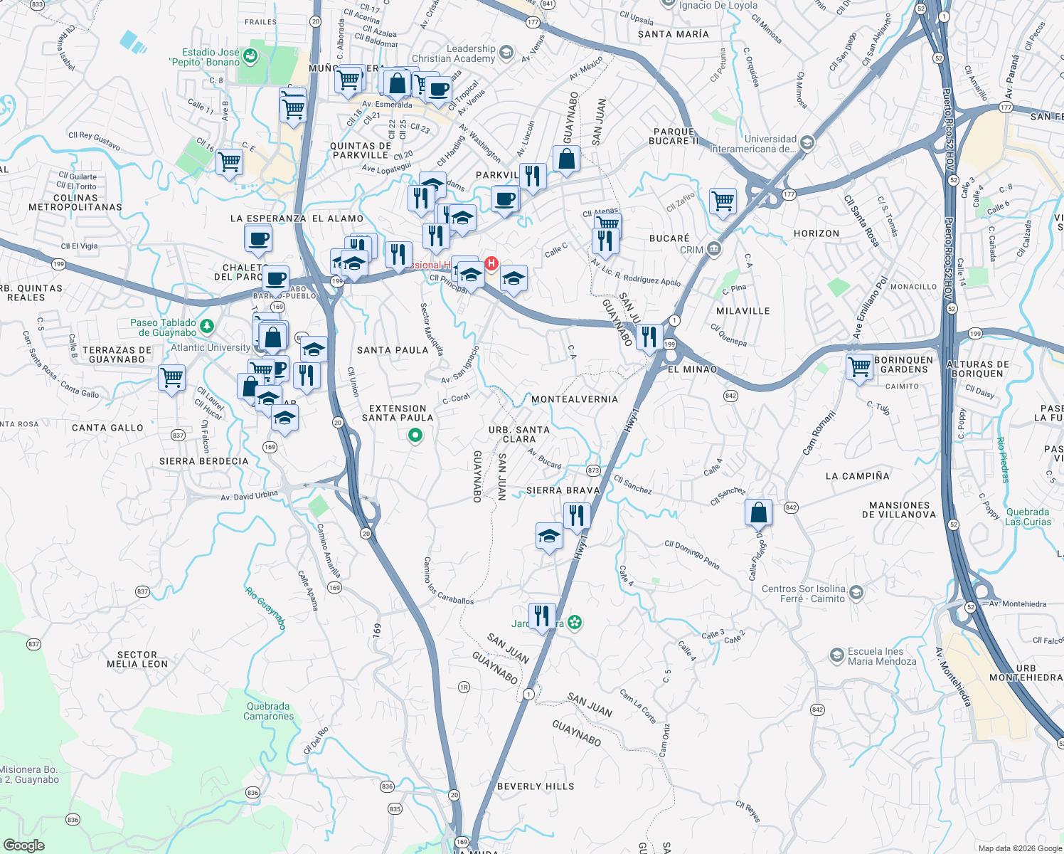 map of restaurants, bars, coffee shops, grocery stores, and more near in 