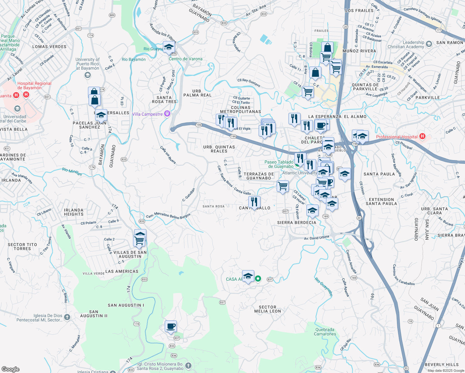 map of restaurants, bars, coffee shops, grocery stores, and more near Carr Sector Station Rosa Y S Gallo in Guaynabo
