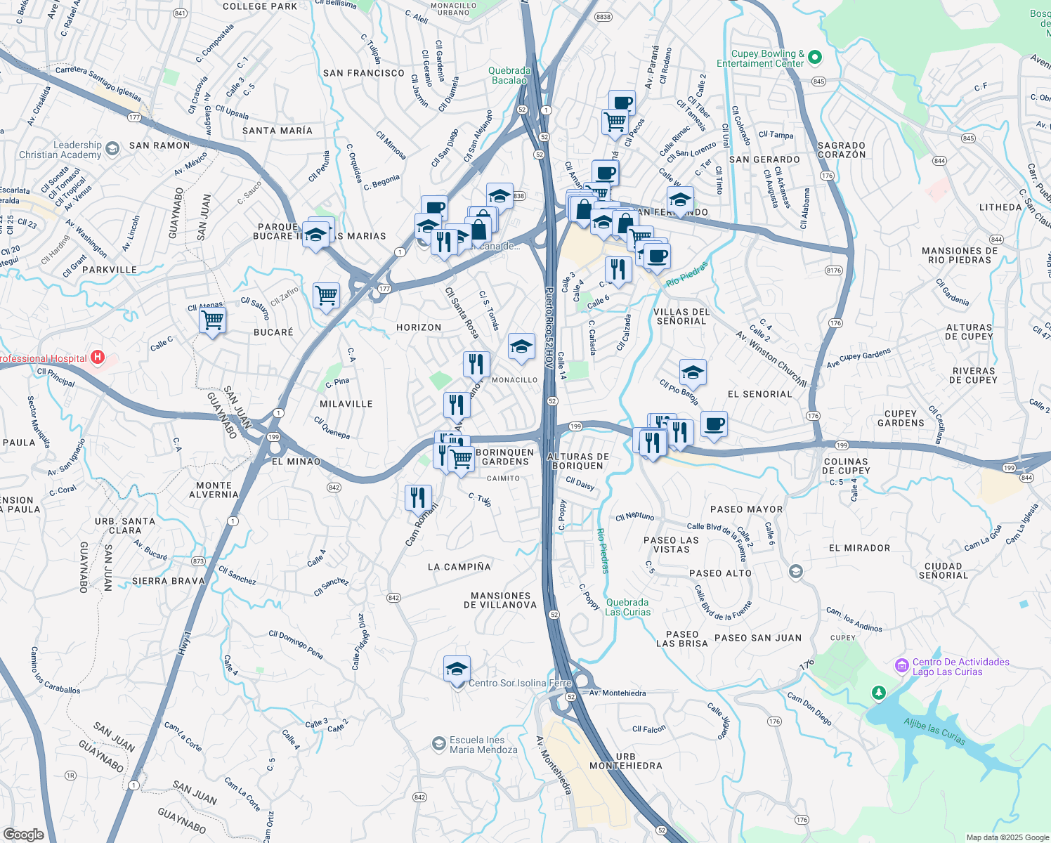 map of restaurants, bars, coffee shops, grocery stores, and more near in 