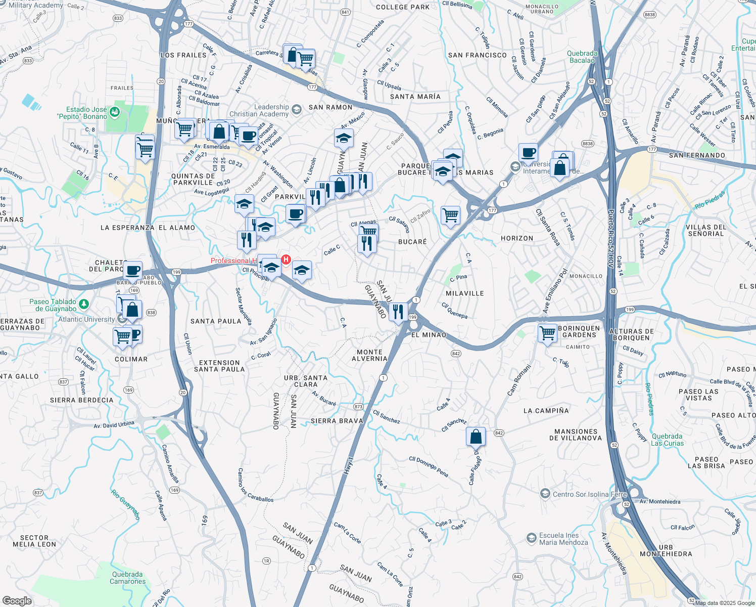 map of restaurants, bars, coffee shops, grocery stores, and more near in 
