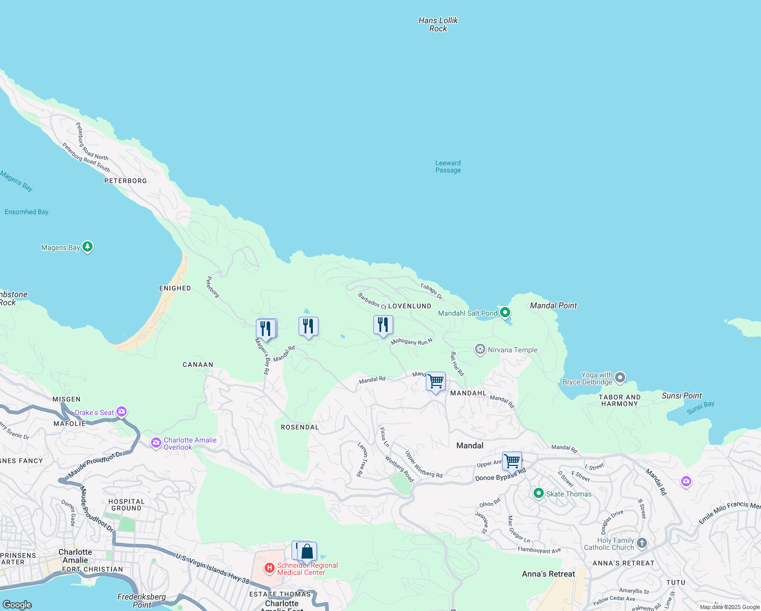 map of restaurants, bars, coffee shops, grocery stores, and more near Barbados Court in Northside