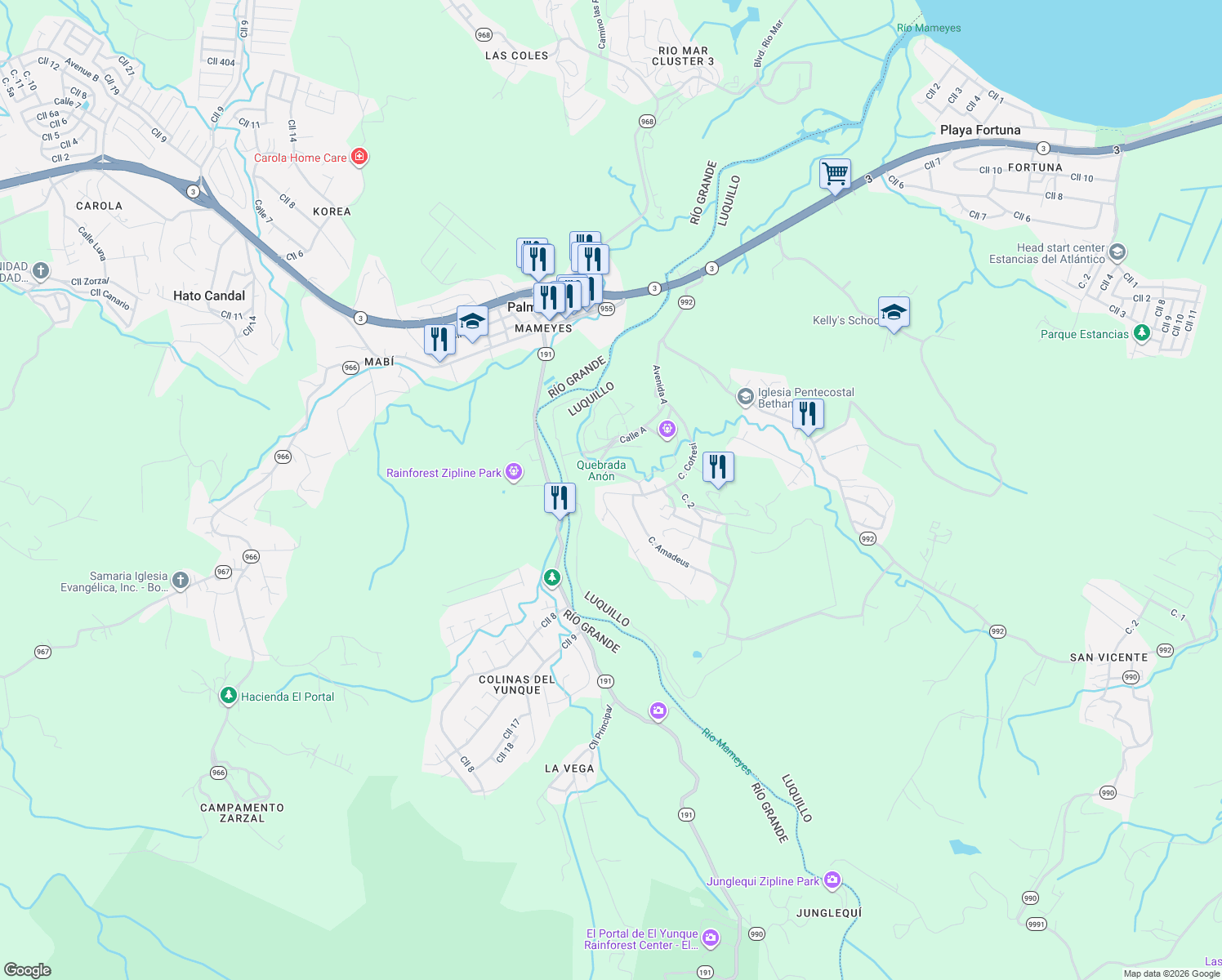 map of restaurants, bars, coffee shops, grocery stores, and more near in Fortuna